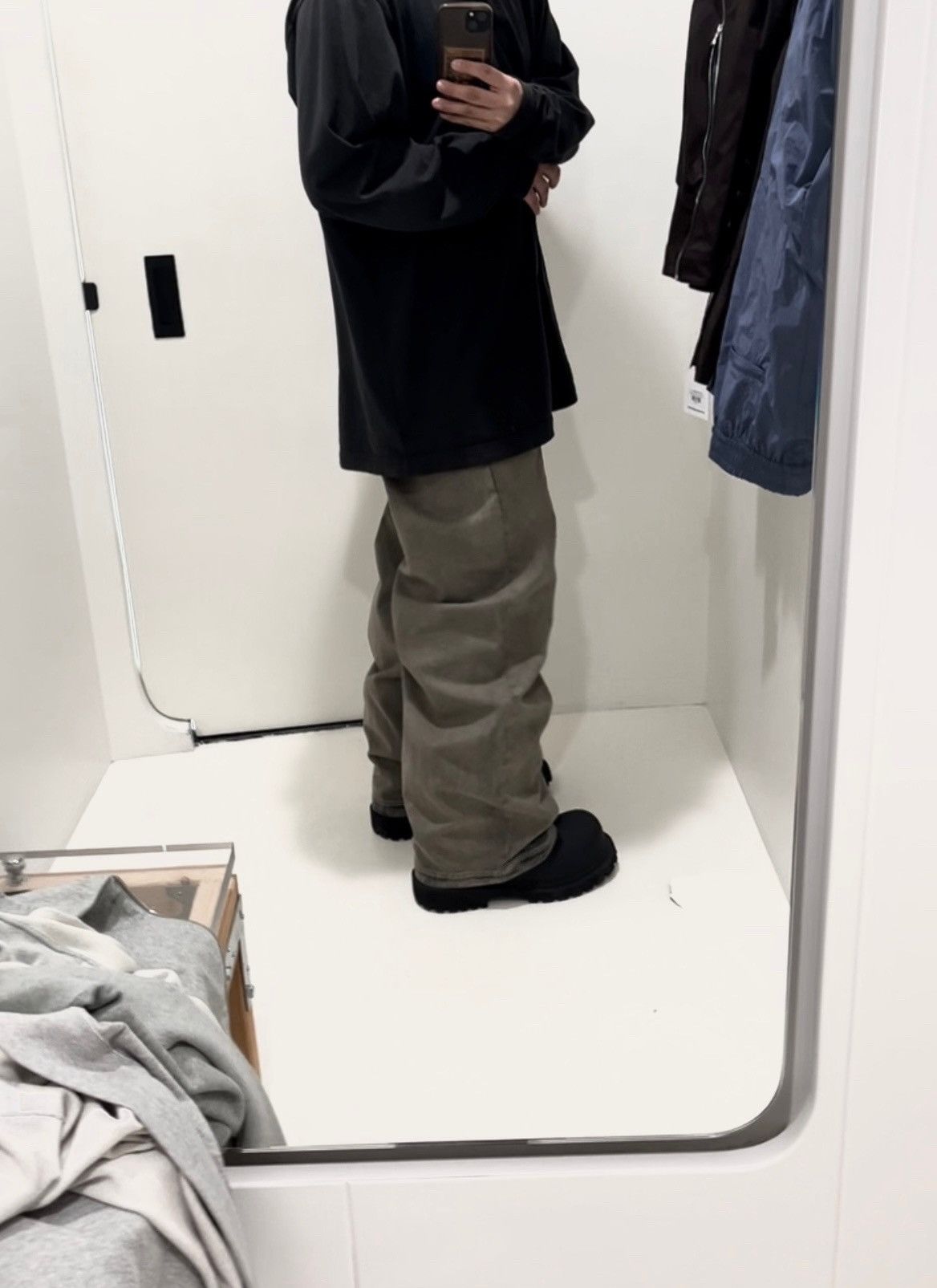 Rick Owens Geth Jeans Mineral Pearl Taupe wide leg DRKSHDW