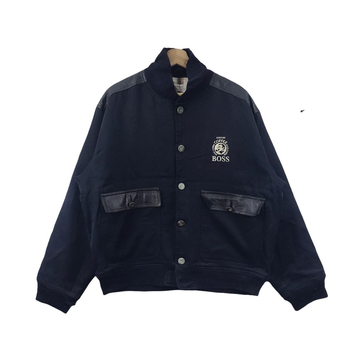 Vintage SUNTORY COFFEE Boss Drinks Advertisement Black Bomber Jacket Size US XL / EU 56 / 4 - 1 Thumbnail