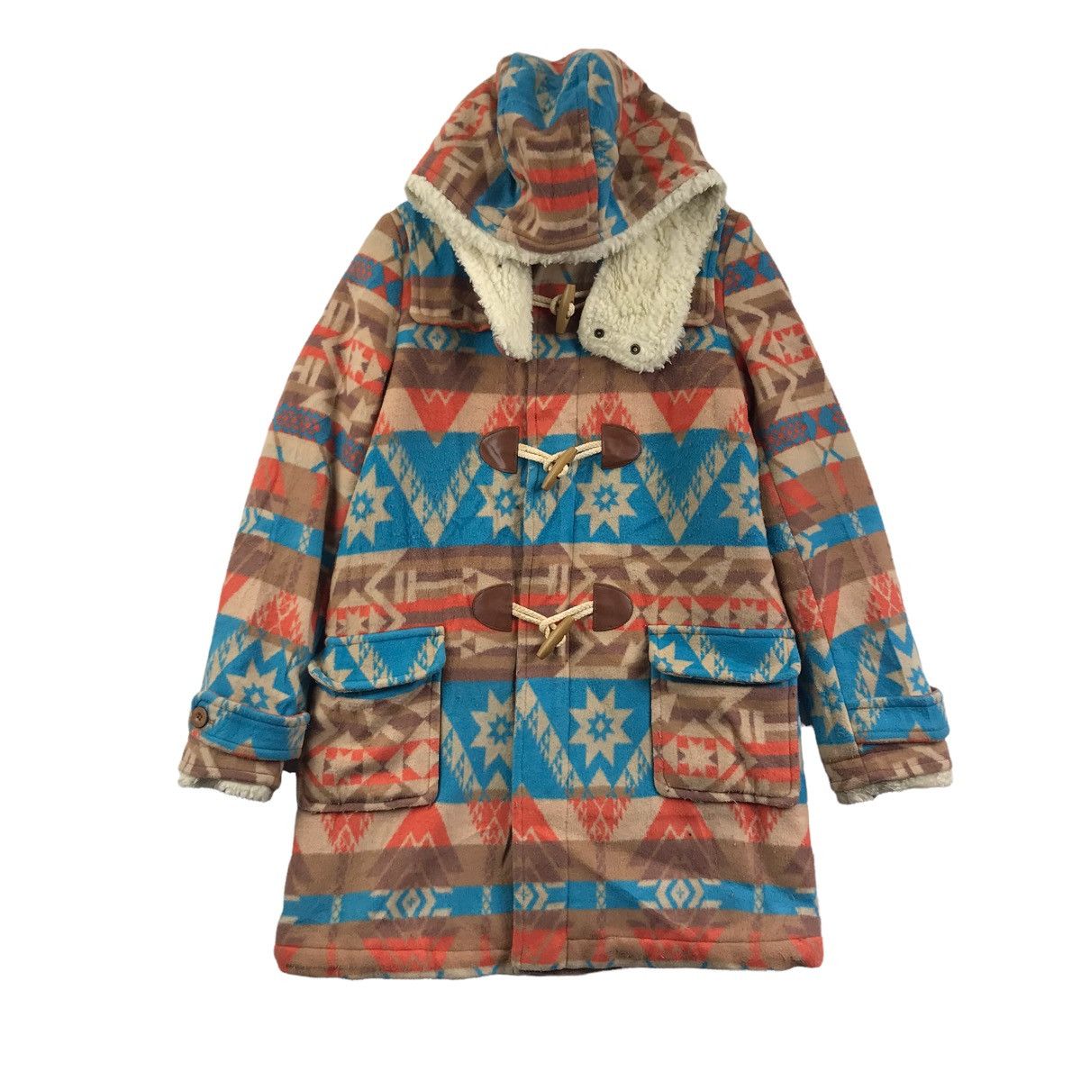 Vintage RODEO CROWN & CO Native Aztec Navajo Wool Duffle Coat Size US S / EU 44-46 / 1 - 1 Thumbnail