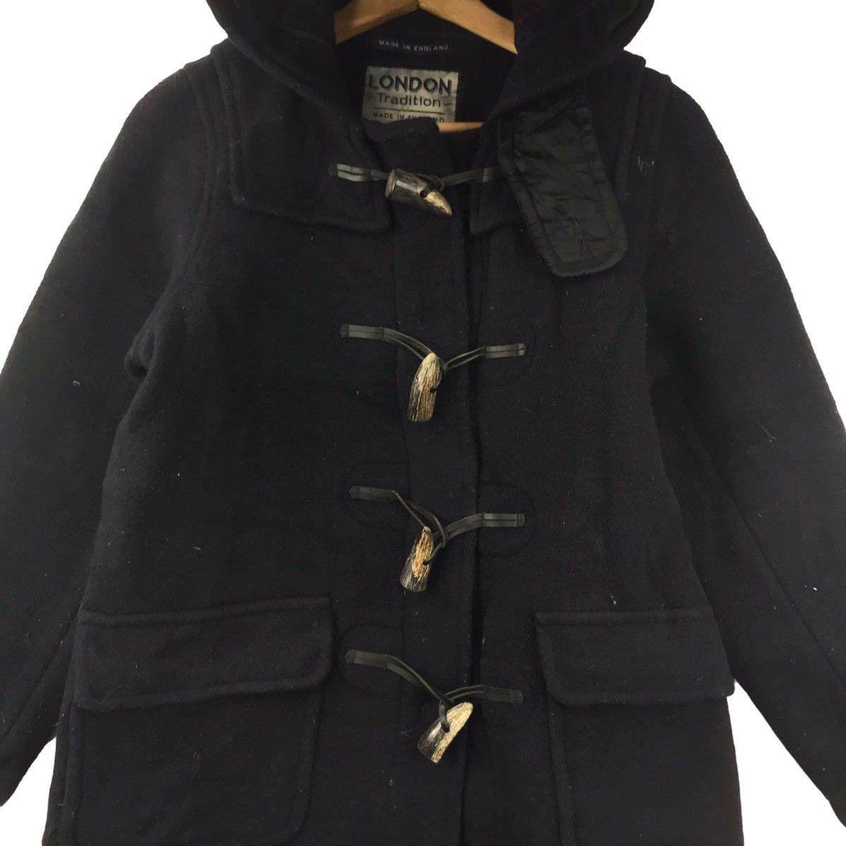 Vintage Vintage LONDON TRADITION ENGLAND Black WoolDuffle CoatJacket Size US S / EU 44-46 / 1 - 3 Thumbnail
