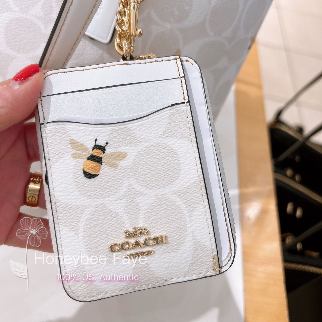 Coach Zip Card Case In Signature Canvas With Bee Print | Grailed