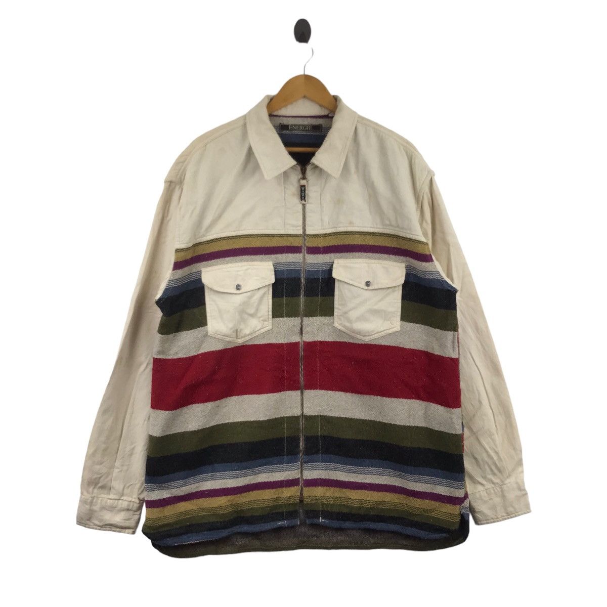 Energie Vintage ENERGIE Italy Native Navajo Aztec Jeans Jacket Size US L / EU 52-54 / 3 - 1 Thumbnail