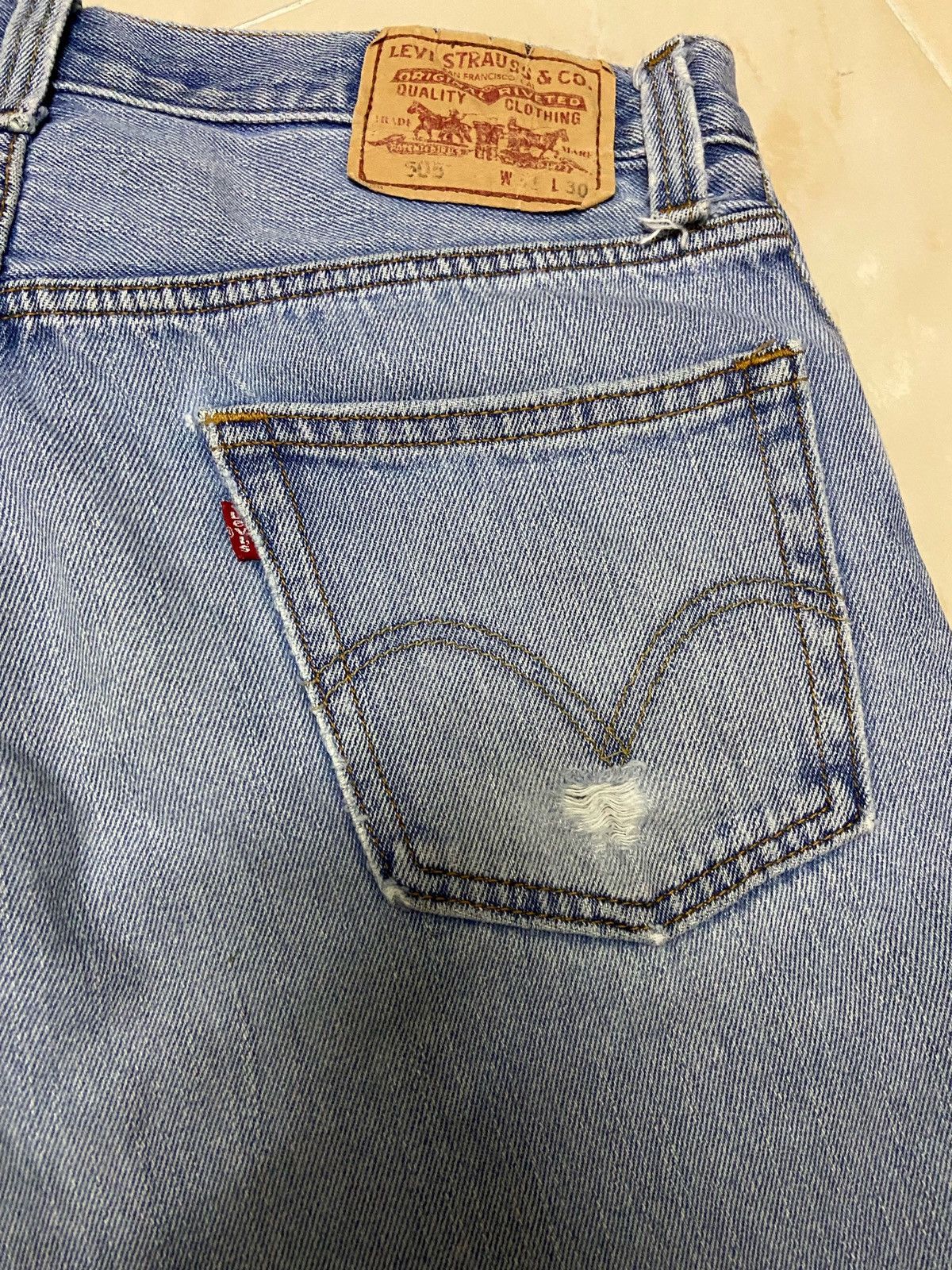 Levi's Vintage 505 Levis Denim Jeans white blue W31 Size US 31 - 6 Thumbnail