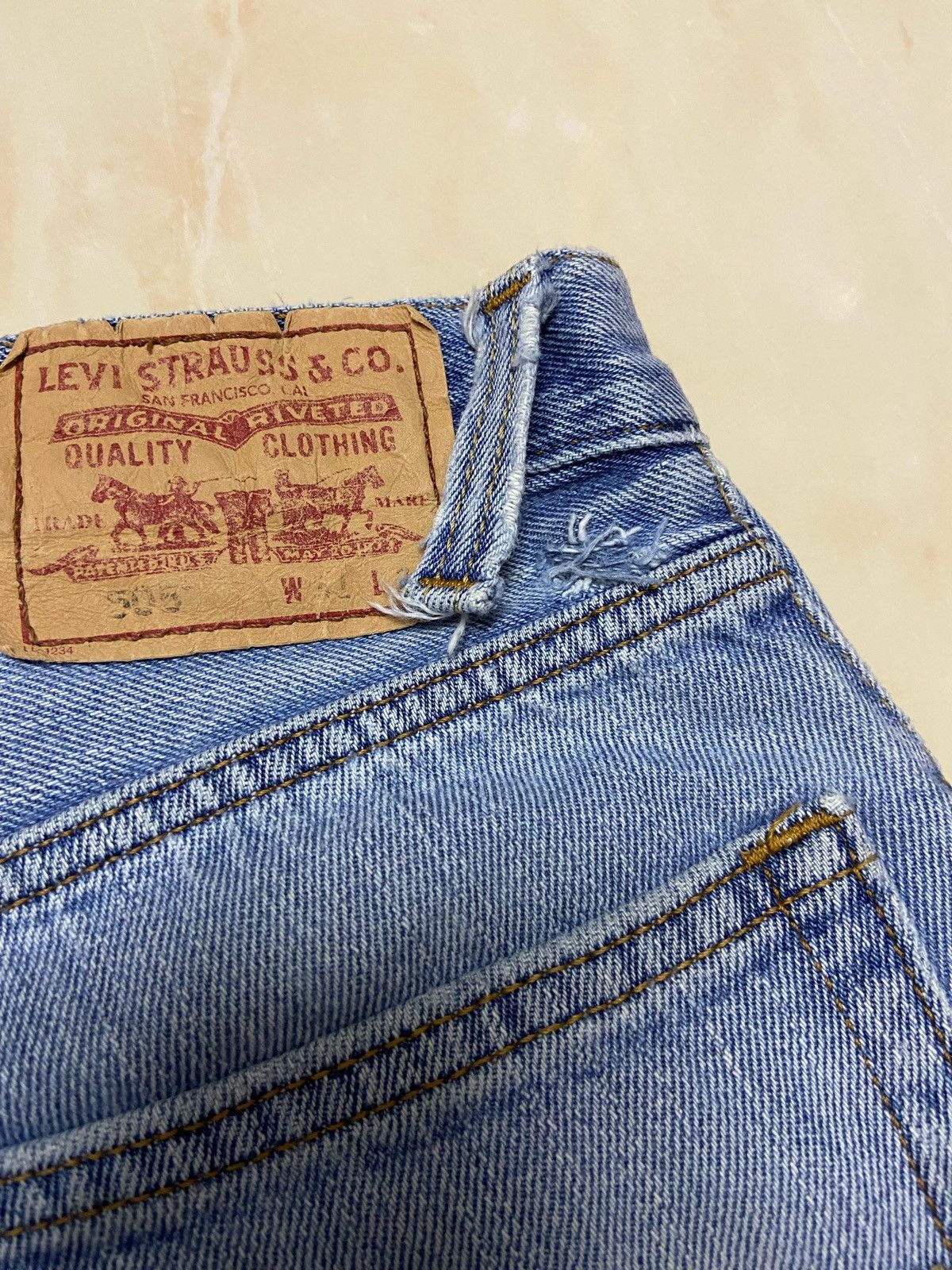 Levi's Vintage 505 Levis Denim Jeans white blue W31 Size US 31 - 8 Thumbnail