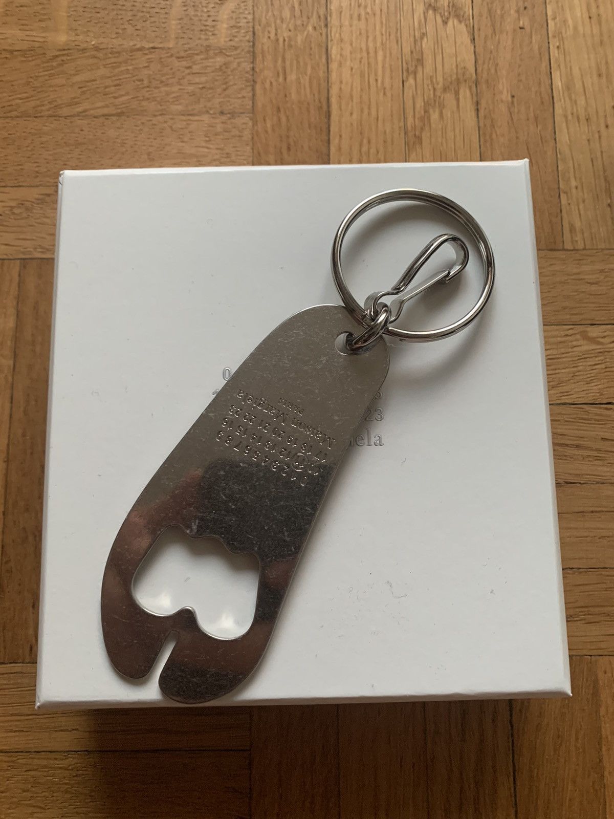 image of Maison Margiela Tabi Keychain & Bottle Opener in Silver, Men's