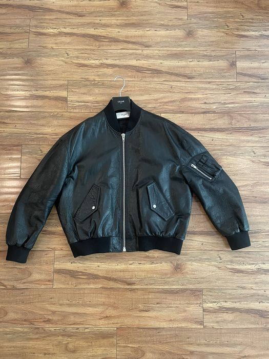 Celine LEATHER BOMBER JACKET | Grailed