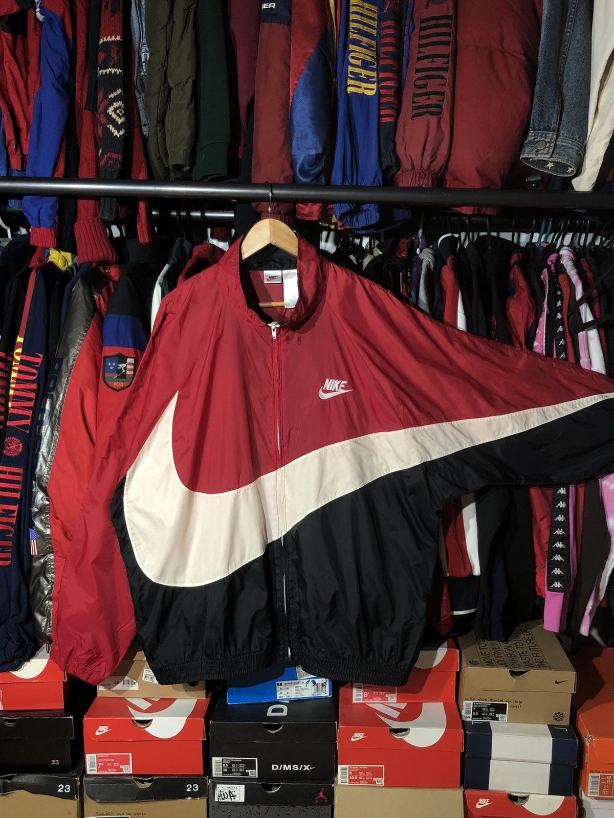 image of Windbreaker Nike Big Swoosh Vintage 90’S in Red, Men's (Size XL)