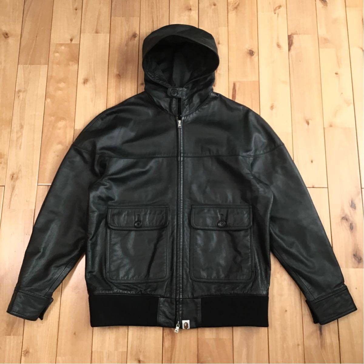 Bathing ape leather jacket hotsell