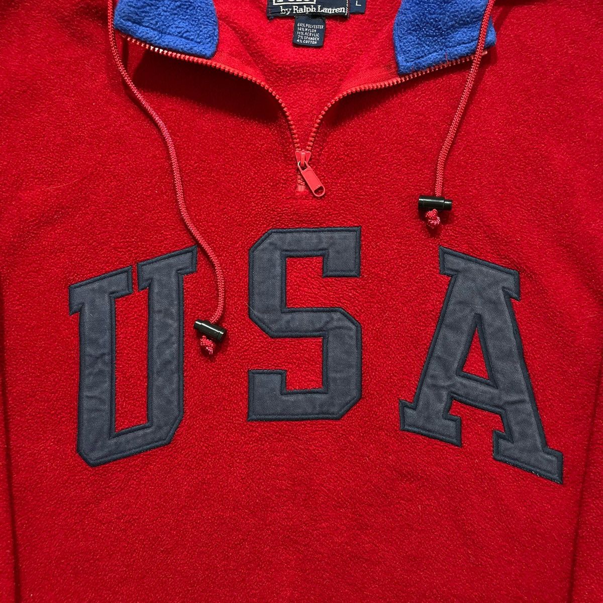 Polo Ralph Lauren × Vintage Red Fleece Polo USA by Ralph Lauren “SuperMan” Vintage 1992 Size US L / EU 52-54 / 3 - 8 Thumbnail