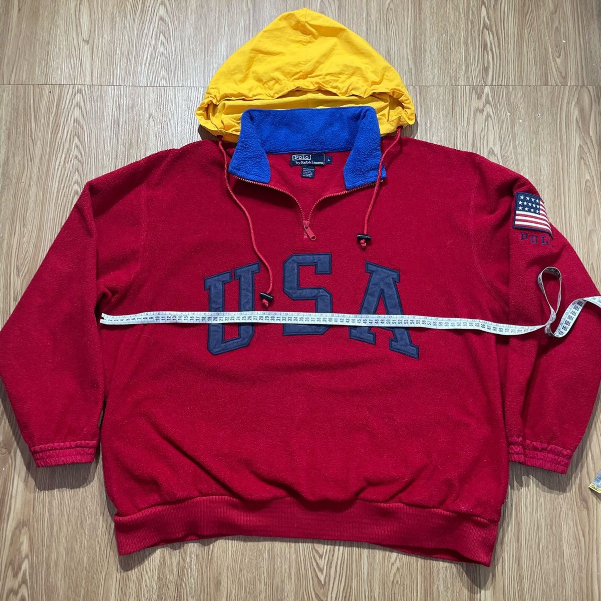 Polo Ralph Lauren × Vintage Red Fleece Polo USA by Ralph Lauren “SuperMan” Vintage 1992 Size US L / EU 52-54 / 3 - 11 Thumbnail