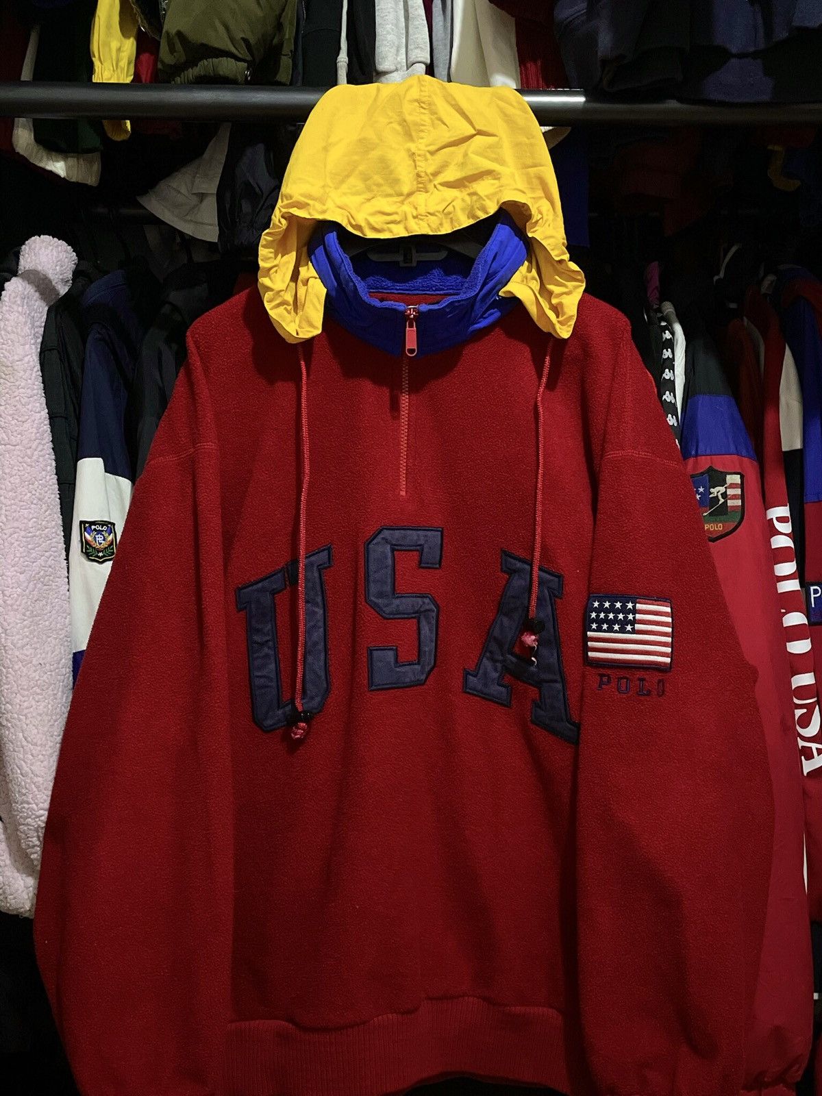 Polo Ralph Lauren × Vintage Red Fleece Polo USA by Ralph Lauren “SuperMan” Vintage 1992 Size US L / EU 52-54 / 3 - 2 Thumbnail