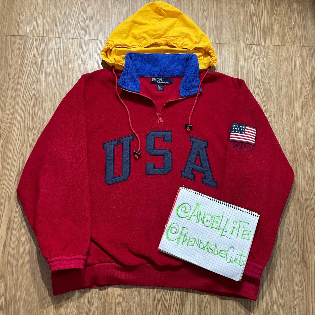 Polo Ralph Lauren × Vintage Red Fleece Polo USA by Ralph Lauren “SuperMan” Vintage 1992 Size US L / EU 52-54 / 3 - 3 Thumbnail