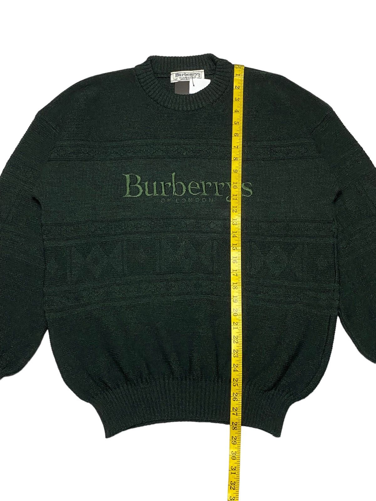 Burberry Vintage 90s Burberrys Cable Knit Big Logo Sweater Size US M / EU 48-50 / 2 - 5 Thumbnail
