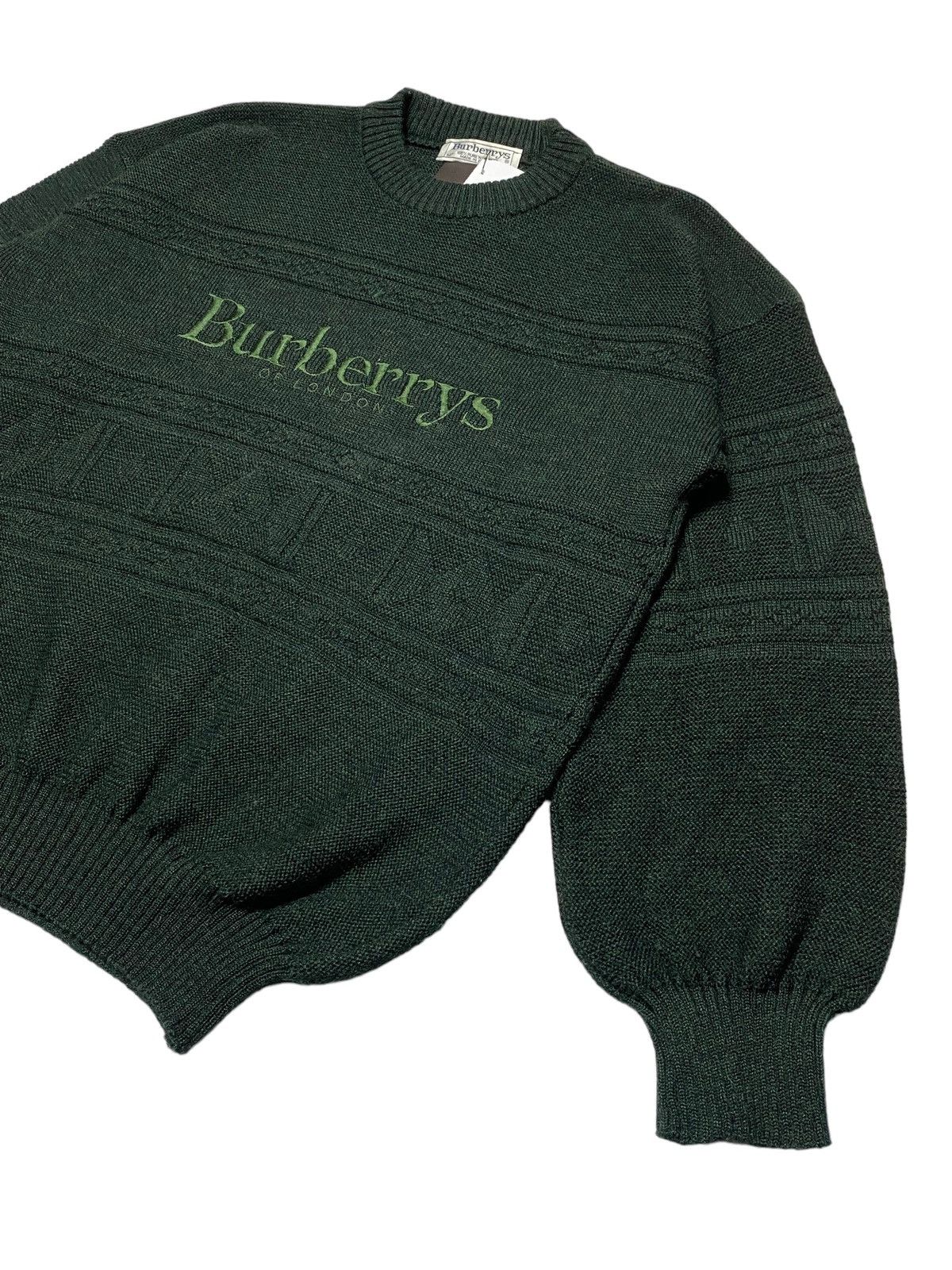 Burberry Vintage 90s Burberrys Cable Knit Big Logo Sweater Size US M / EU 48-50 / 2 - 20 Thumbnail