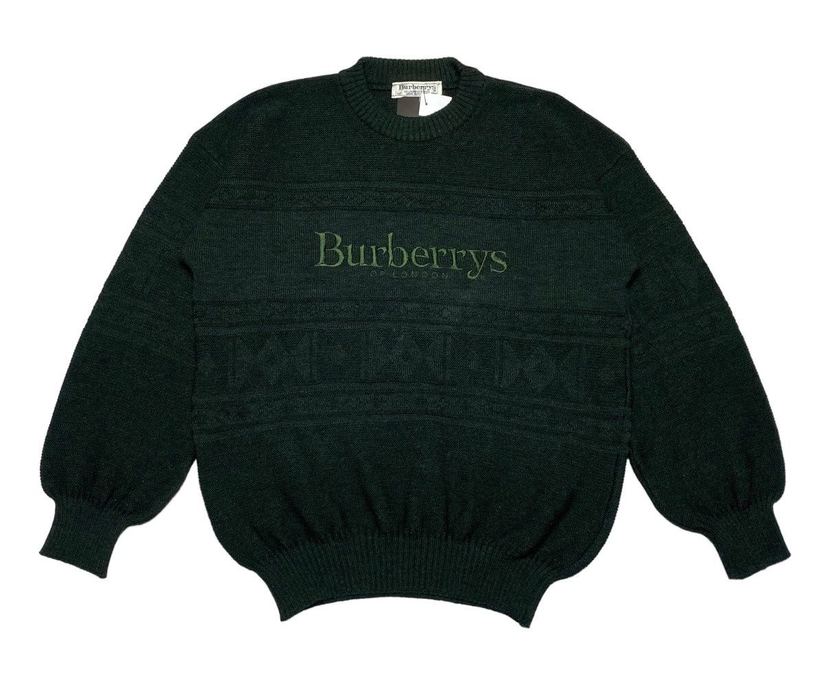 Burberry Vintage 90s Burberrys Cable Knit Big Logo Sweater Size US M / EU 48-50 / 2 - 2 Thumbnail