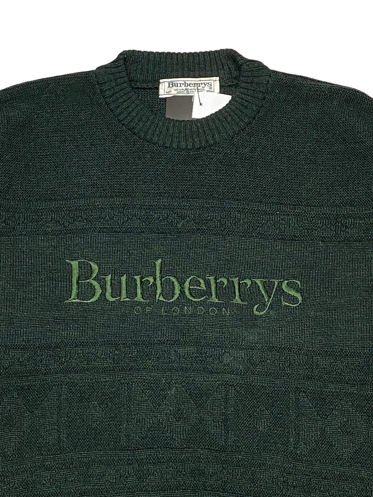 Burberry Vintage 90s Burberrys Cable Knit Big Logo Sweater Size US M / EU 48-50 / 2 - 14 Thumbnail