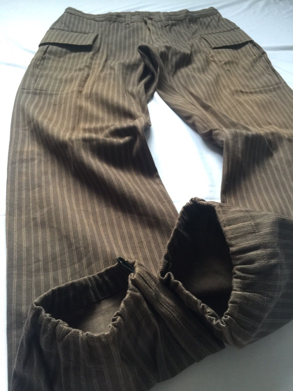 Japanese Brand MOTEL X NANO UNIVERSE Striped Cargo Army Pants Size US 34 / EU 50 - 7 Thumbnail