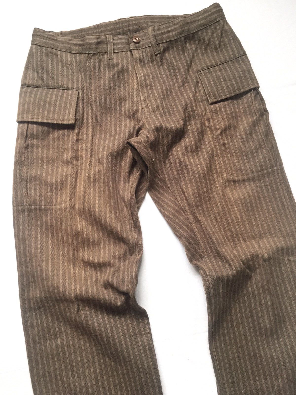 Japanese Brand MOTEL X NANO UNIVERSE Striped Cargo Army Pants Size US 34 / EU 50 - 2 Thumbnail
