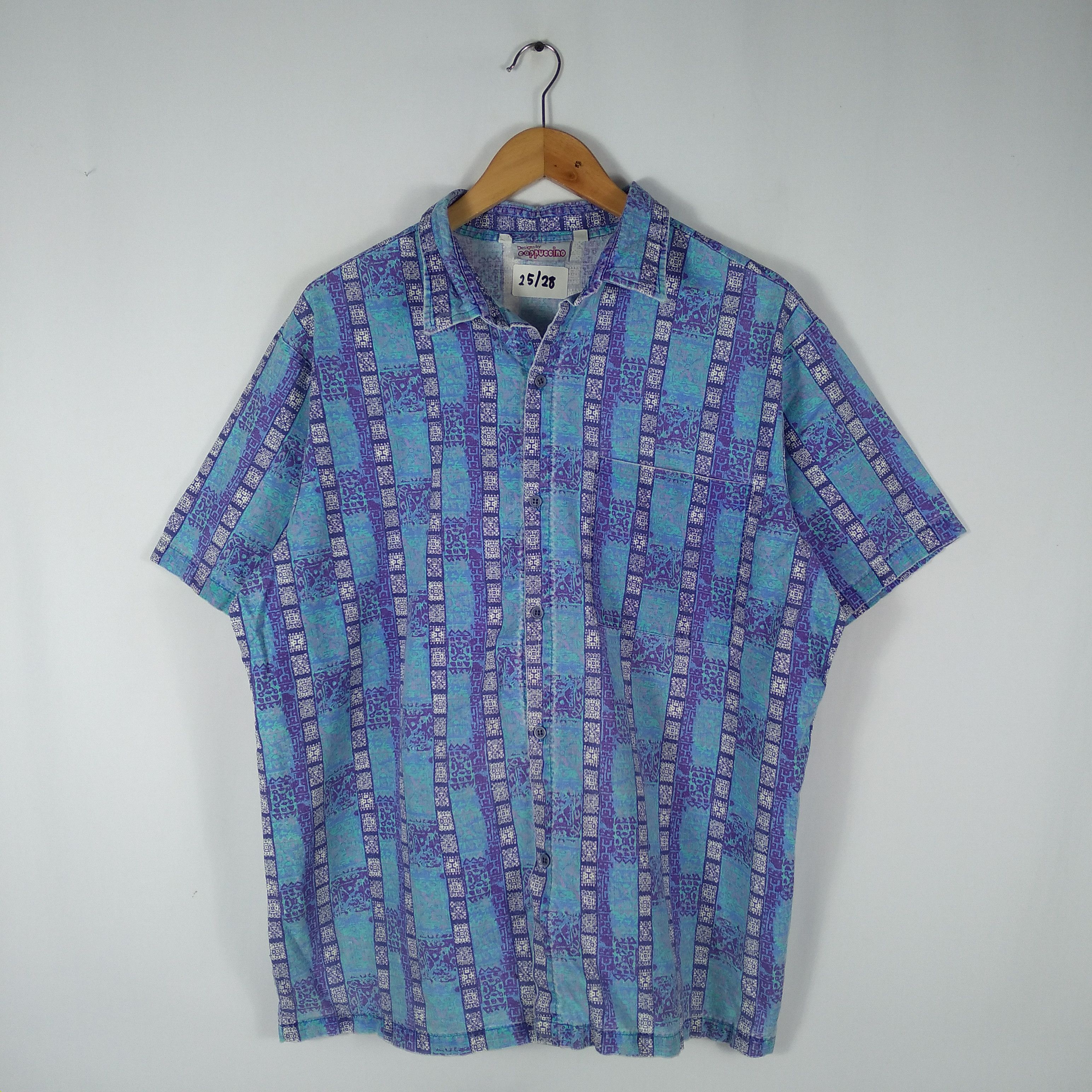Vintage Cappucino Art Native Buttons Shirt