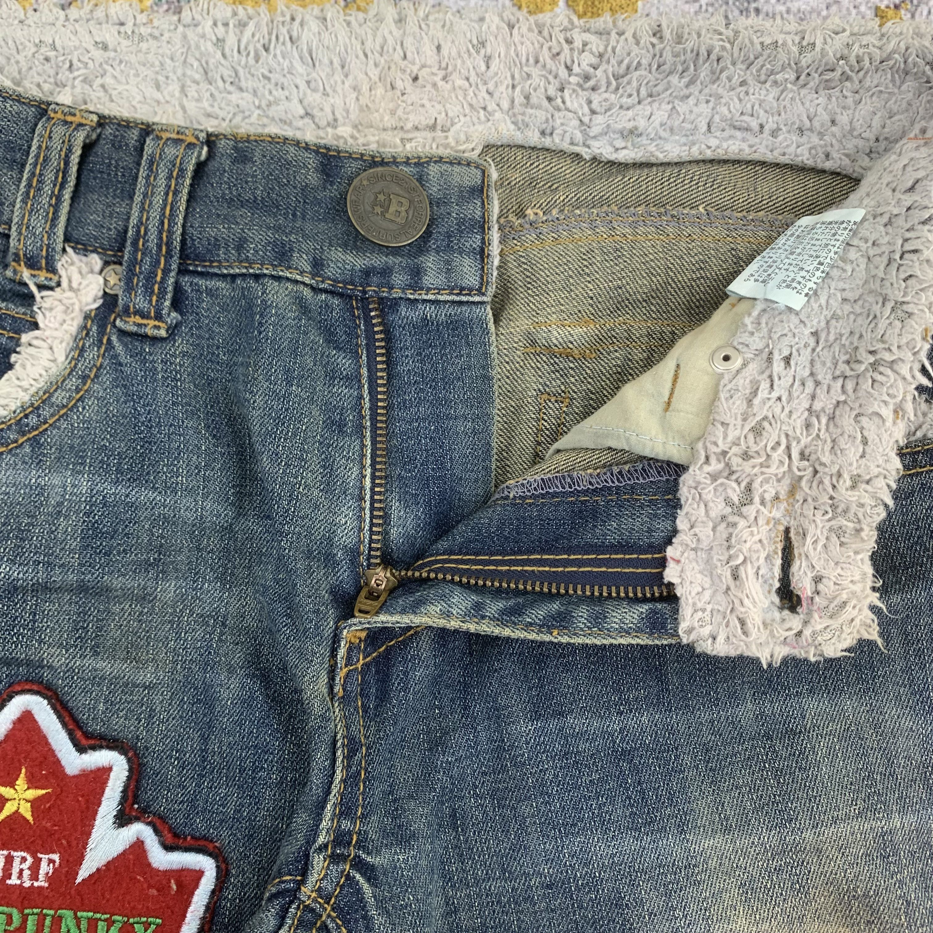 Vintage Buzzspunky Stonewashed Ripped Jeans Patchwork Fur Waist Size US 28 / EU 44 - 3 Thumbnail