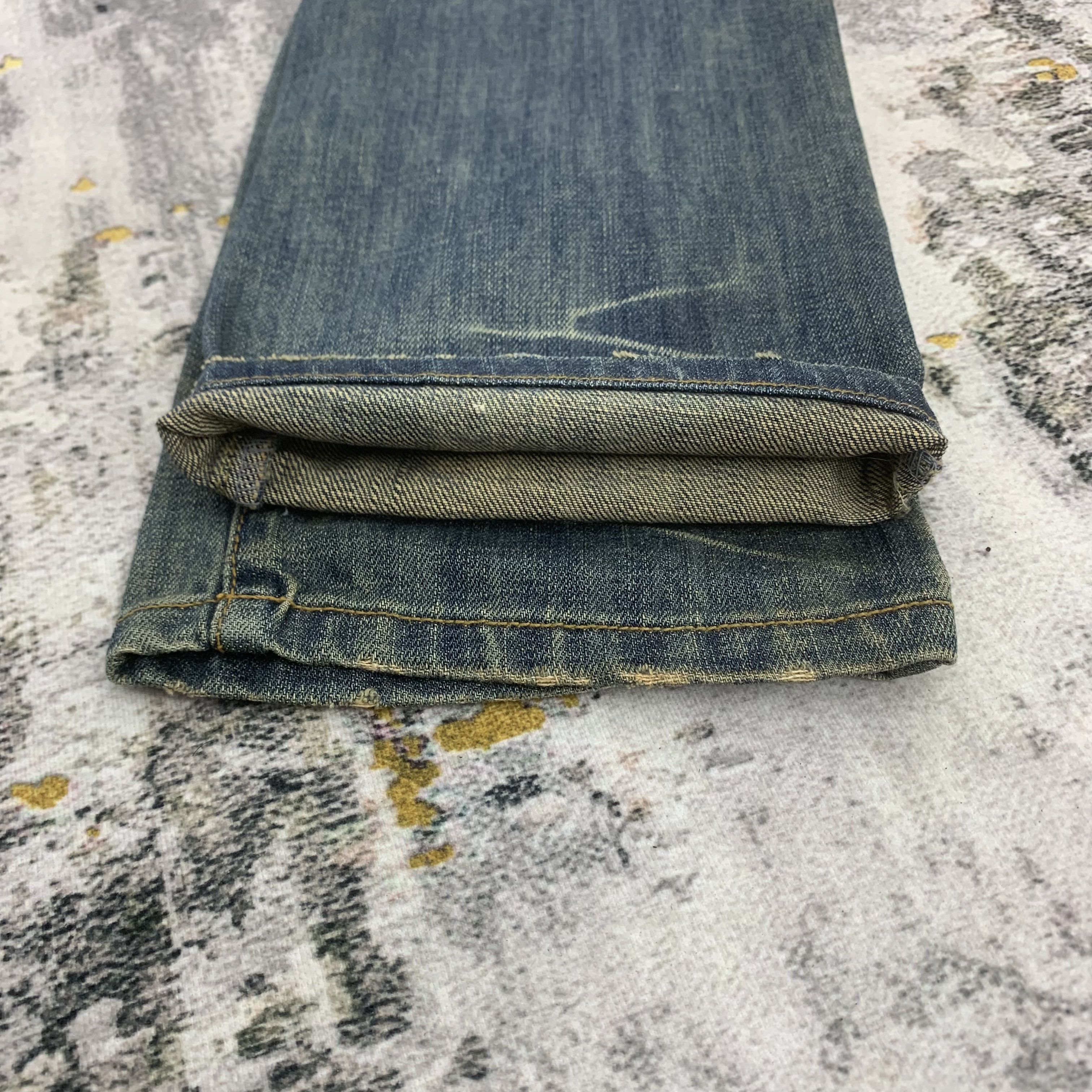 Vintage Buzzspunky Stonewashed Ripped Jeans Patchwork Fur Waist Size US 28 / EU 44 - 8 Thumbnail