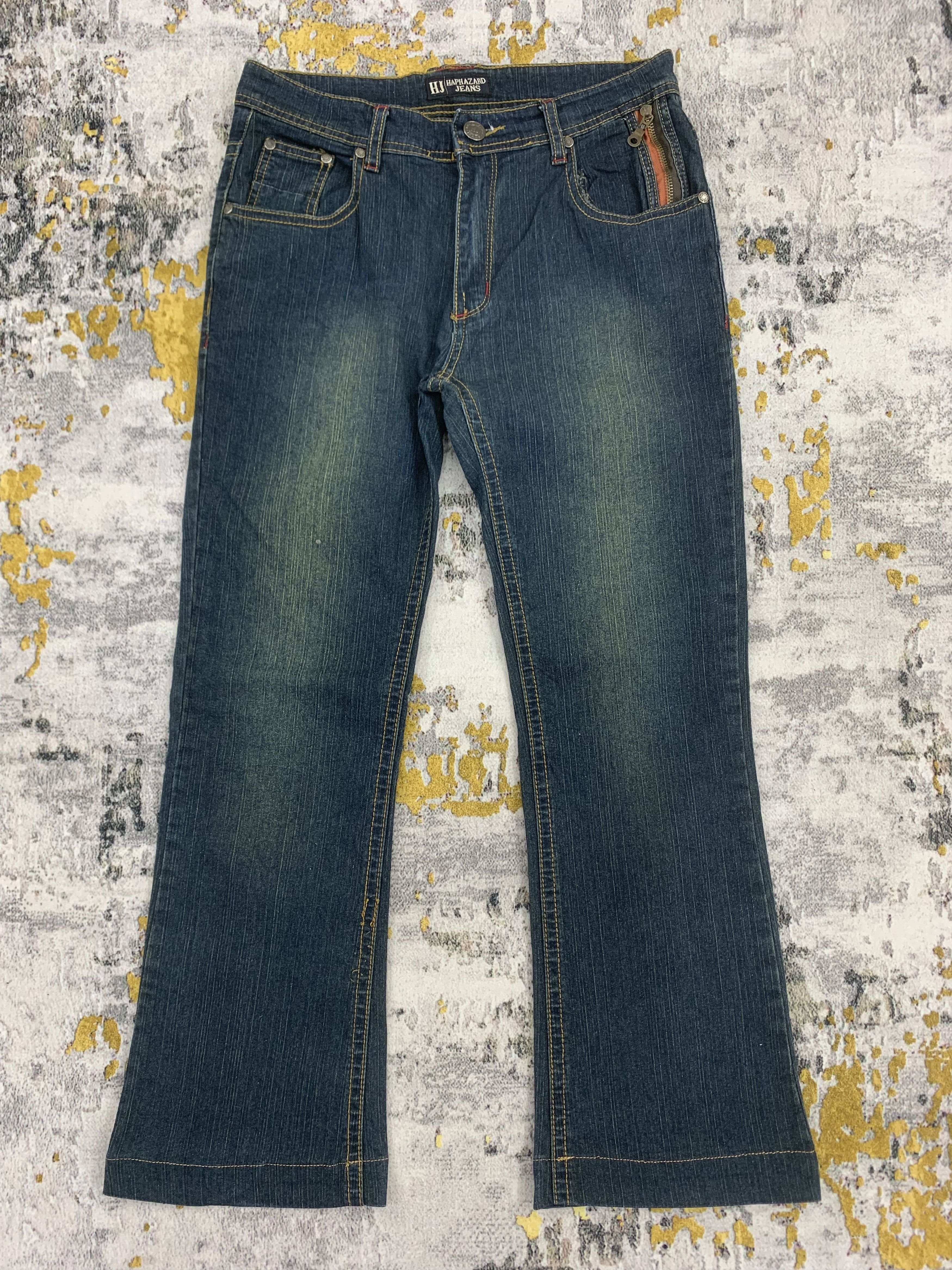 Japanese Brand HJ Flared Dark Wash Jeans Mid Rise Jeans Size US 27 - 1 Thumbnail