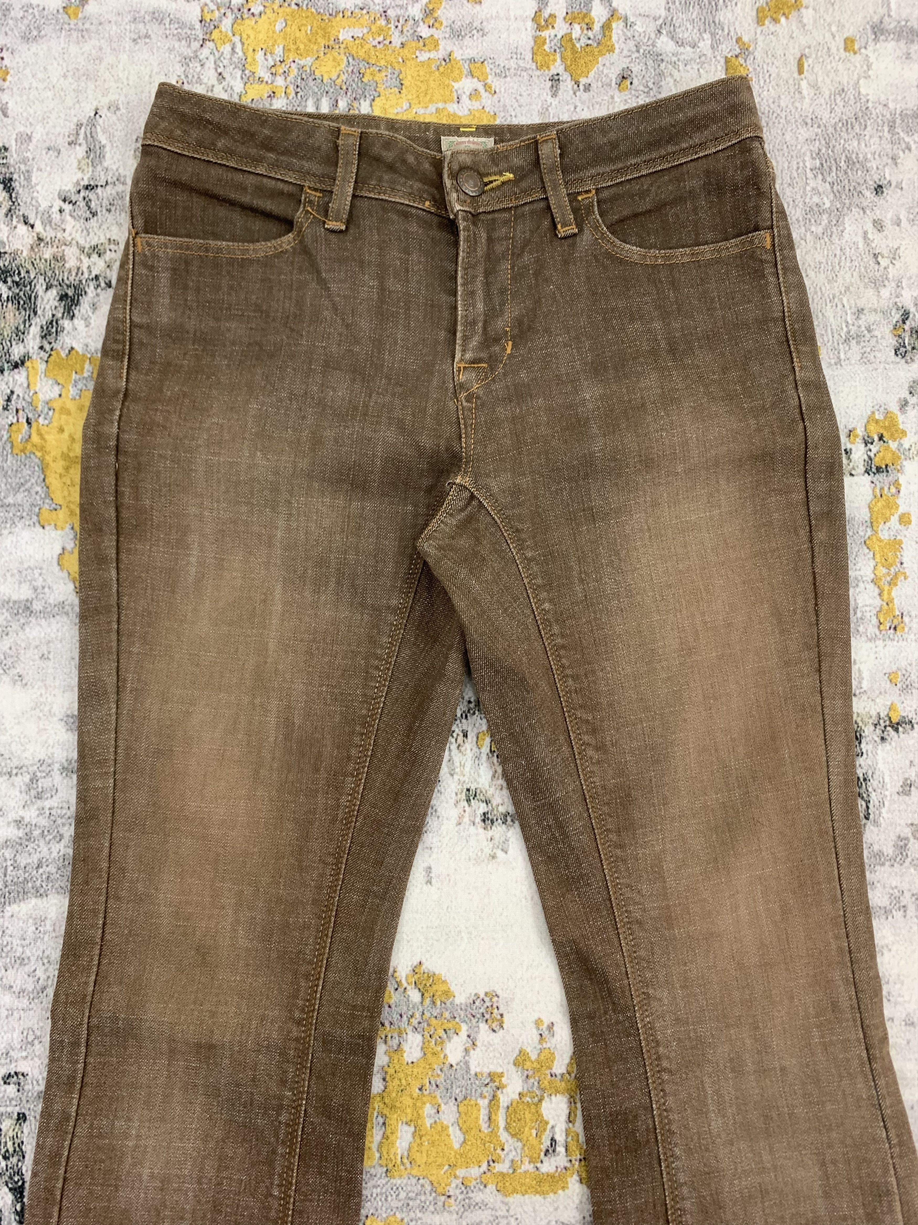 Vintage Low Flared Brappers Brown Jeans Low Waist for Women Size 26" / US 2 / IT 38 - 2 Thumbnail