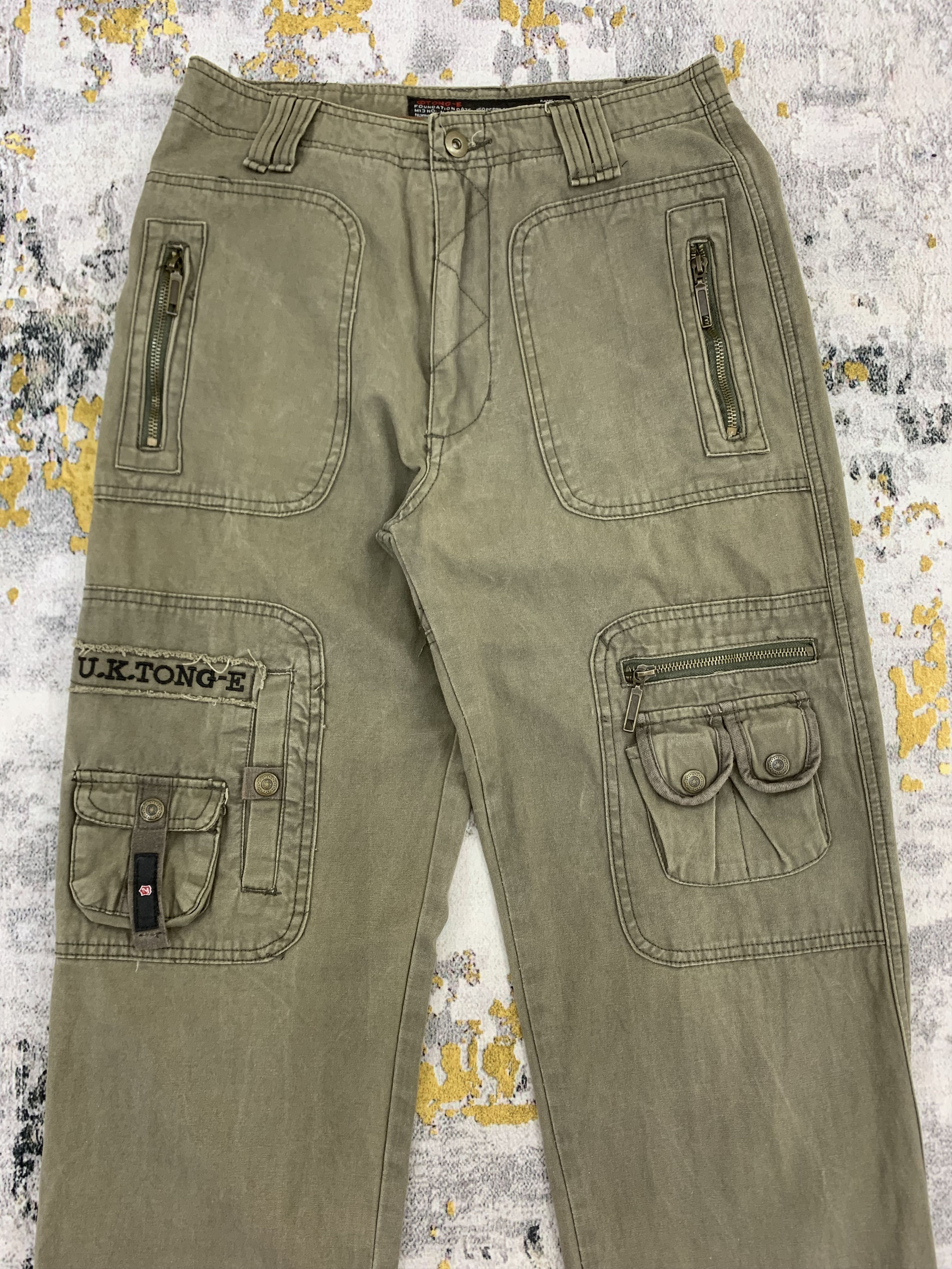 Japanese Brand Vintage Cargo Pants Olive Green Multi Pocket Ankle Zip Pants Size US 28 / EU 44 - 2 Thumbnail