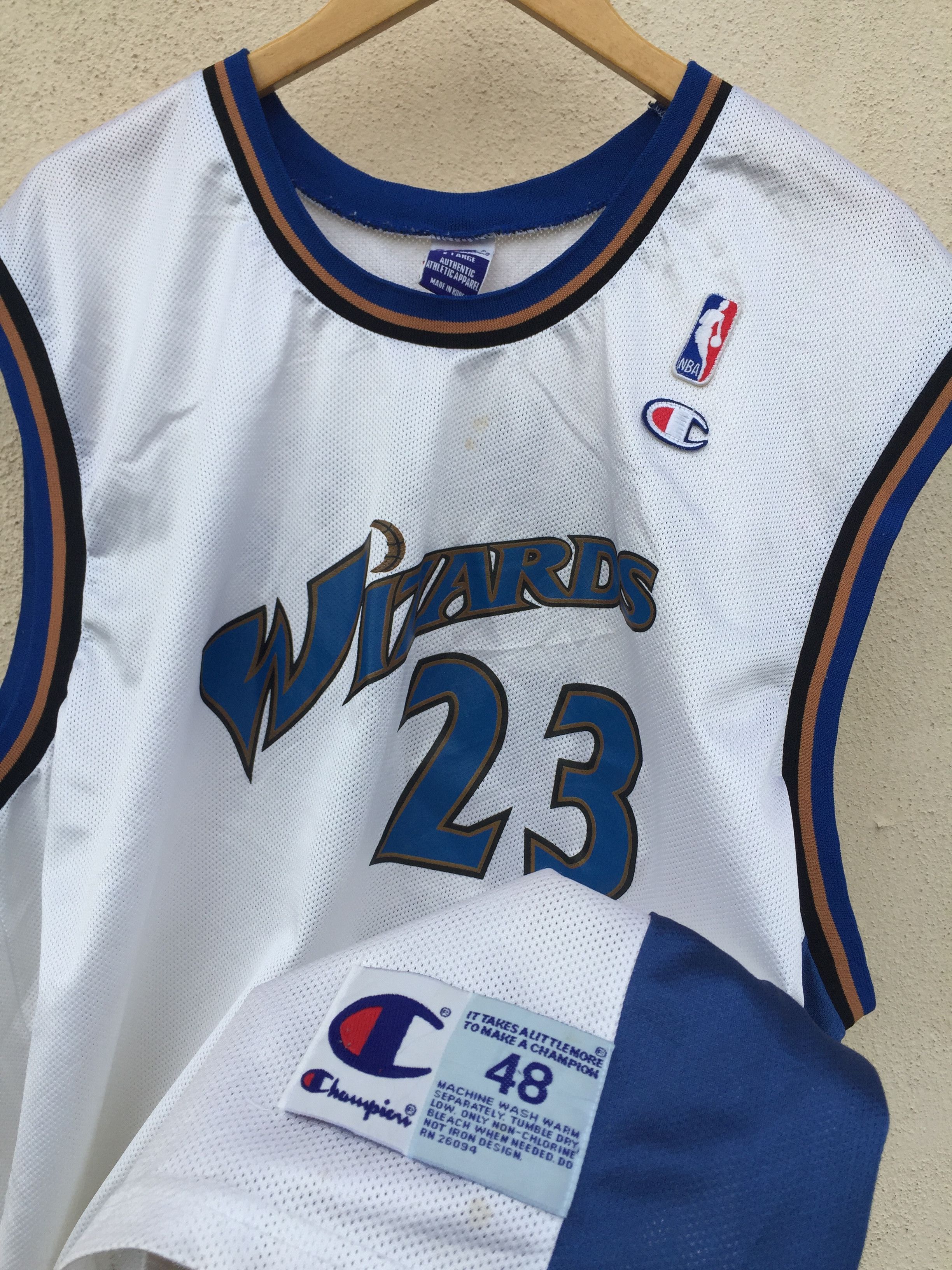 Champion RARE !! Vintage Jordan 23 Wizards Champion Jersey Size US XL / EU 56 / 4 - 2 Thumbnail