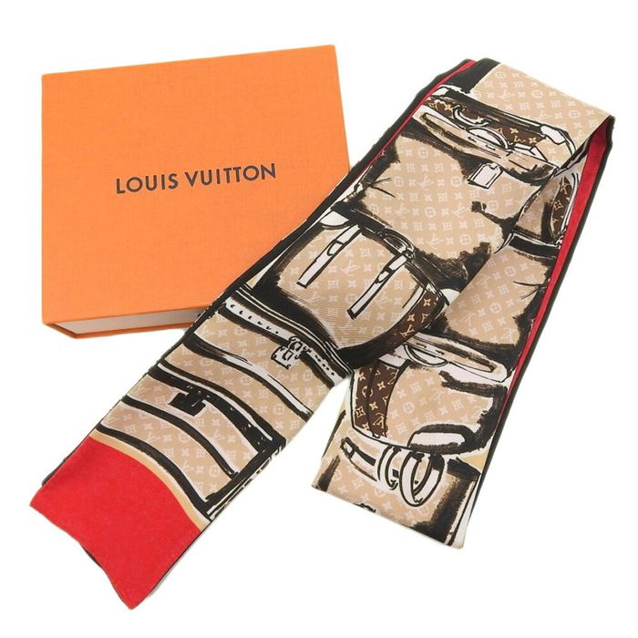 Louis Vuitton Scarf Snood Leopard Navy x Red Multicolor 100% Silk Women's  M74608