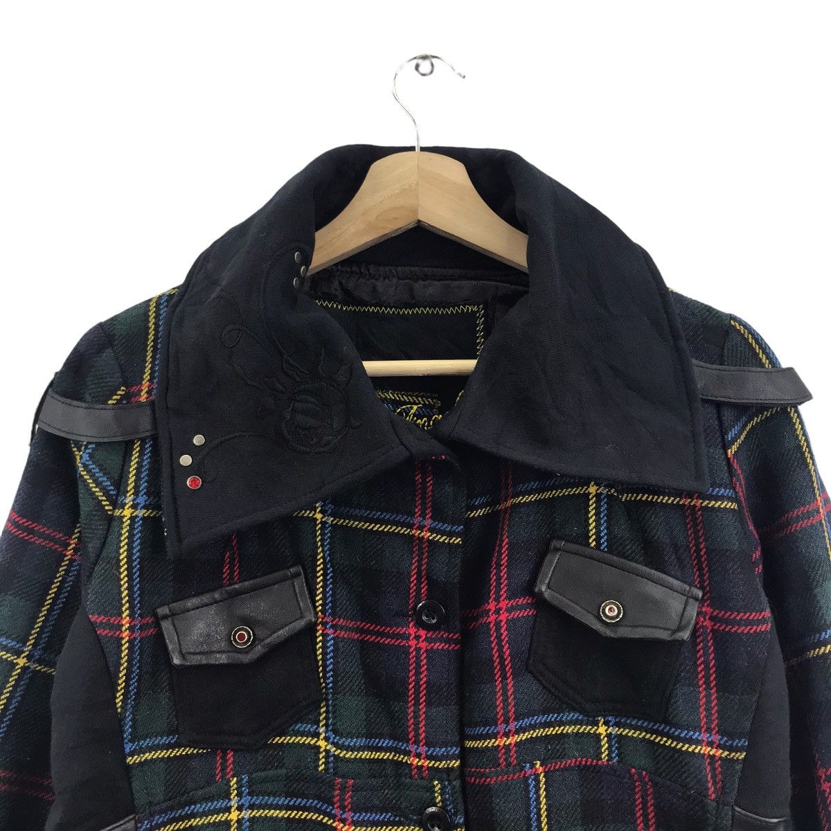 Vintage JUST ANGELS Punk Bondage Leather Tartan Check Anarchy Jacket Size US M / EU 48-50 / 2 - 2 Thumbnail