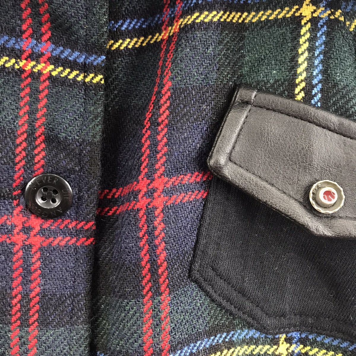 Vintage JUST ANGELS Punk Bondage Leather Tartan Check Anarchy Jacket Size US M / EU 48-50 / 2 - 4 Thumbnail