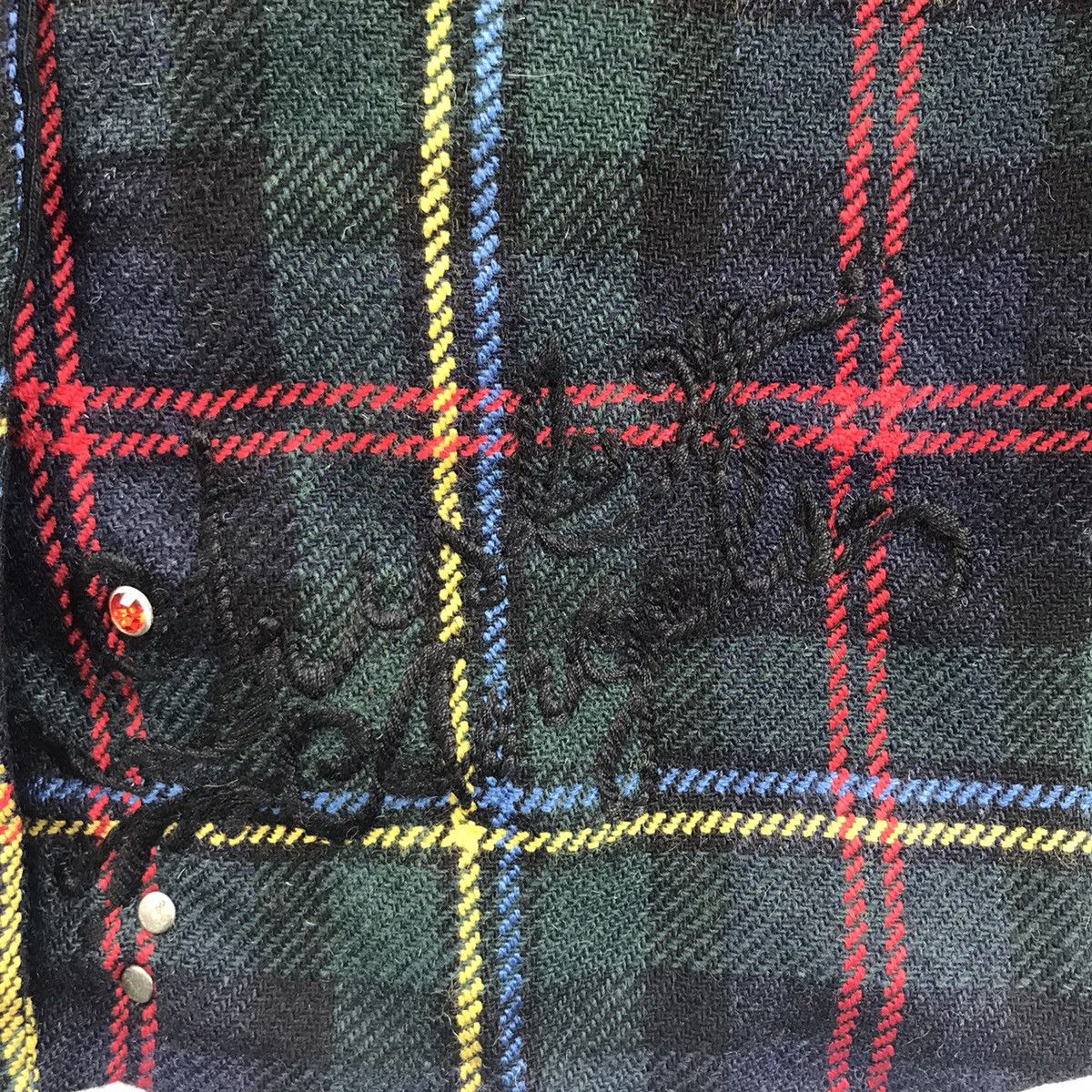 Vintage JUST ANGELS Punk Bondage Leather Tartan Check Anarchy Jacket Size US M / EU 48-50 / 2 - 5 Thumbnail