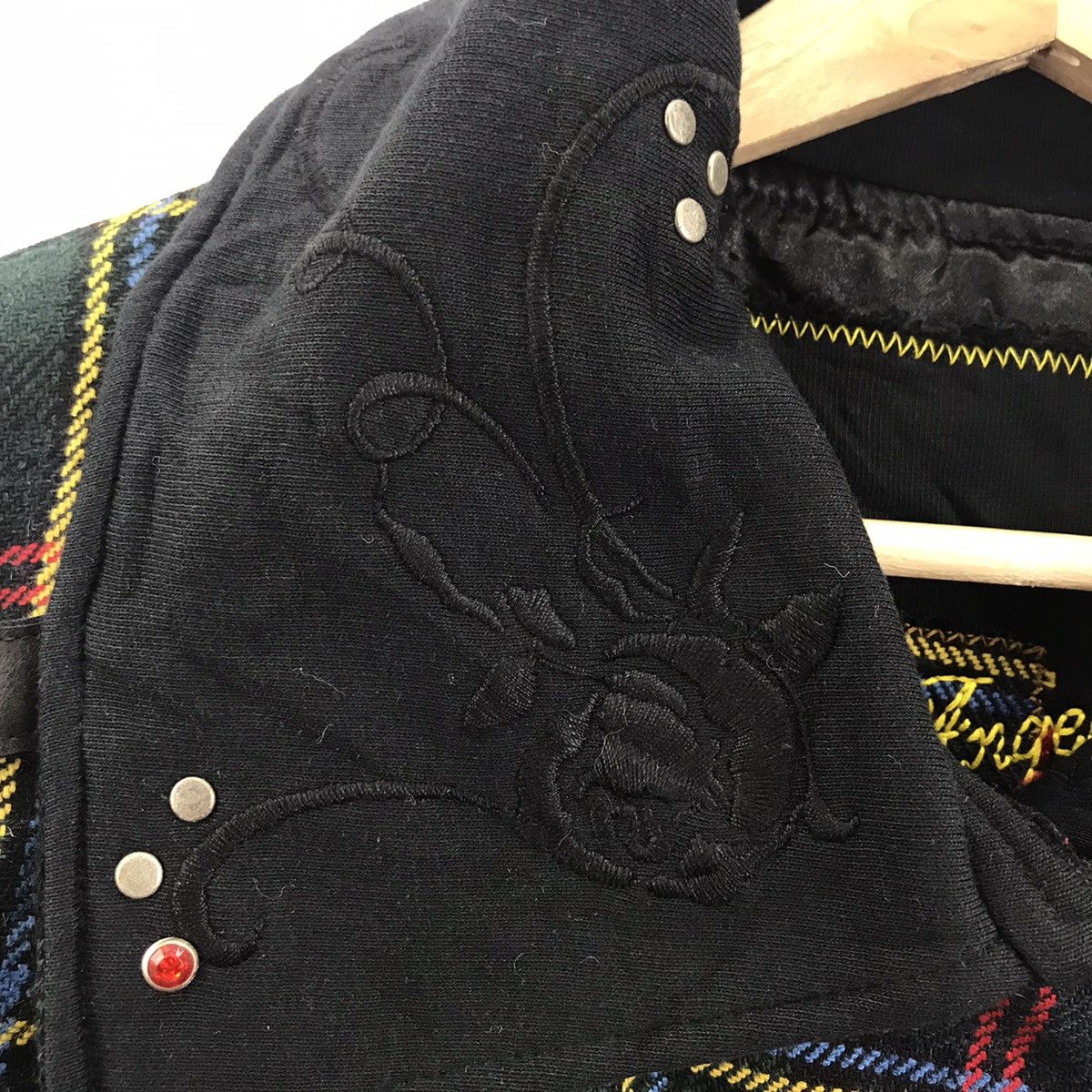 Vintage JUST ANGELS Punk Bondage Leather Tartan Check Anarchy Jacket Size US M / EU 48-50 / 2 - 3 Thumbnail
