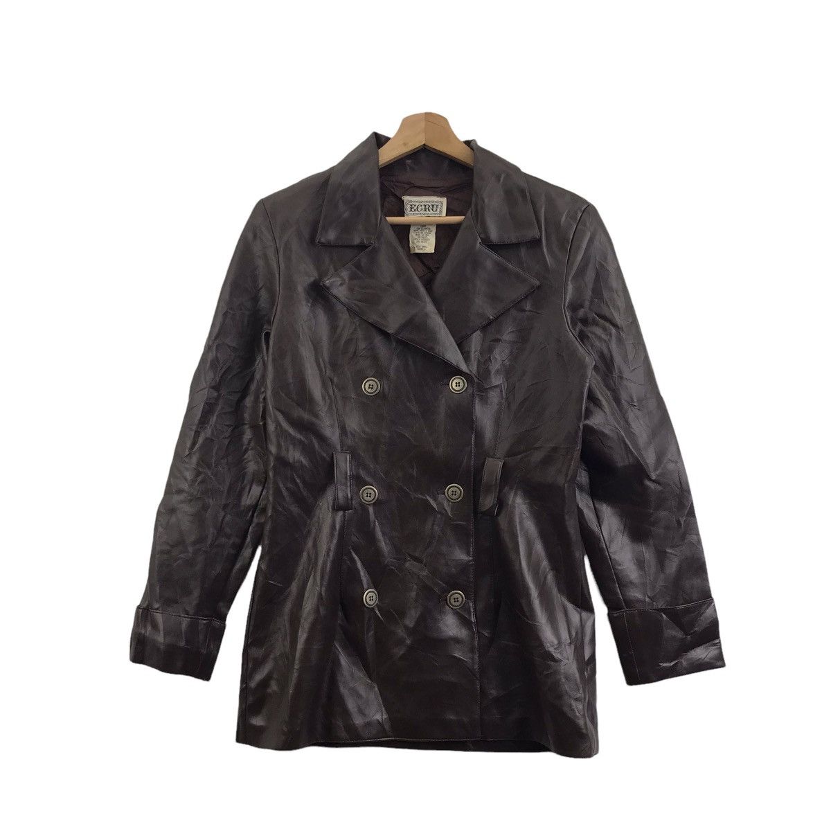 Vintage Vintage ECRU USA Leather Polyester Leather Coat Jacket Size US S / EU 44-46 / 1 - 1 Thumbnail