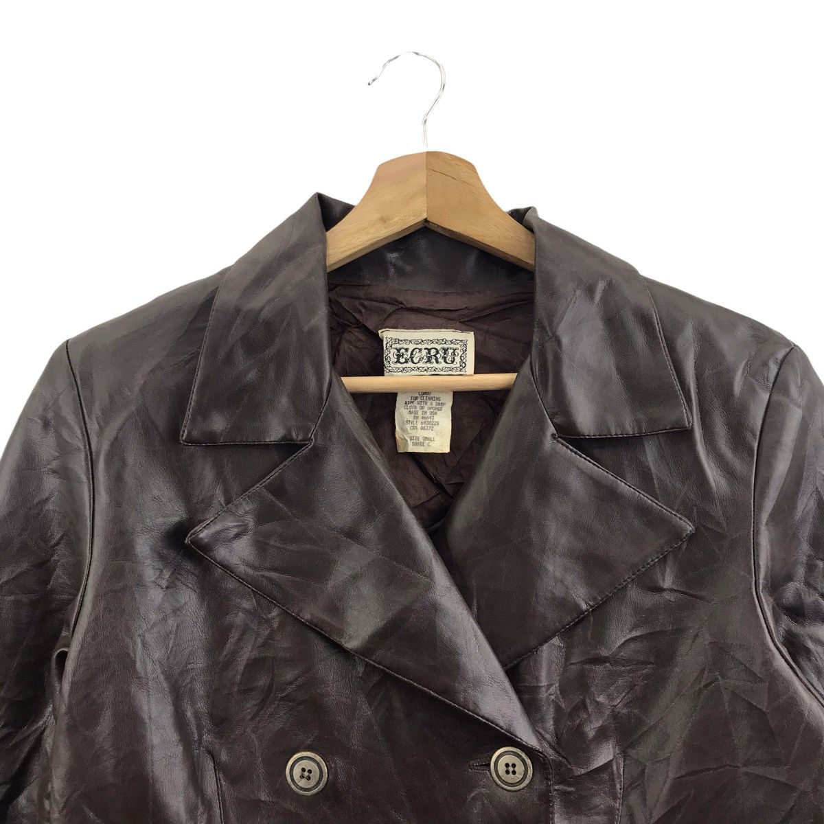 Vintage Vintage ECRU USA Leather Polyester Leather Coat Jacket Size US S / EU 44-46 / 1 - 2 Thumbnail