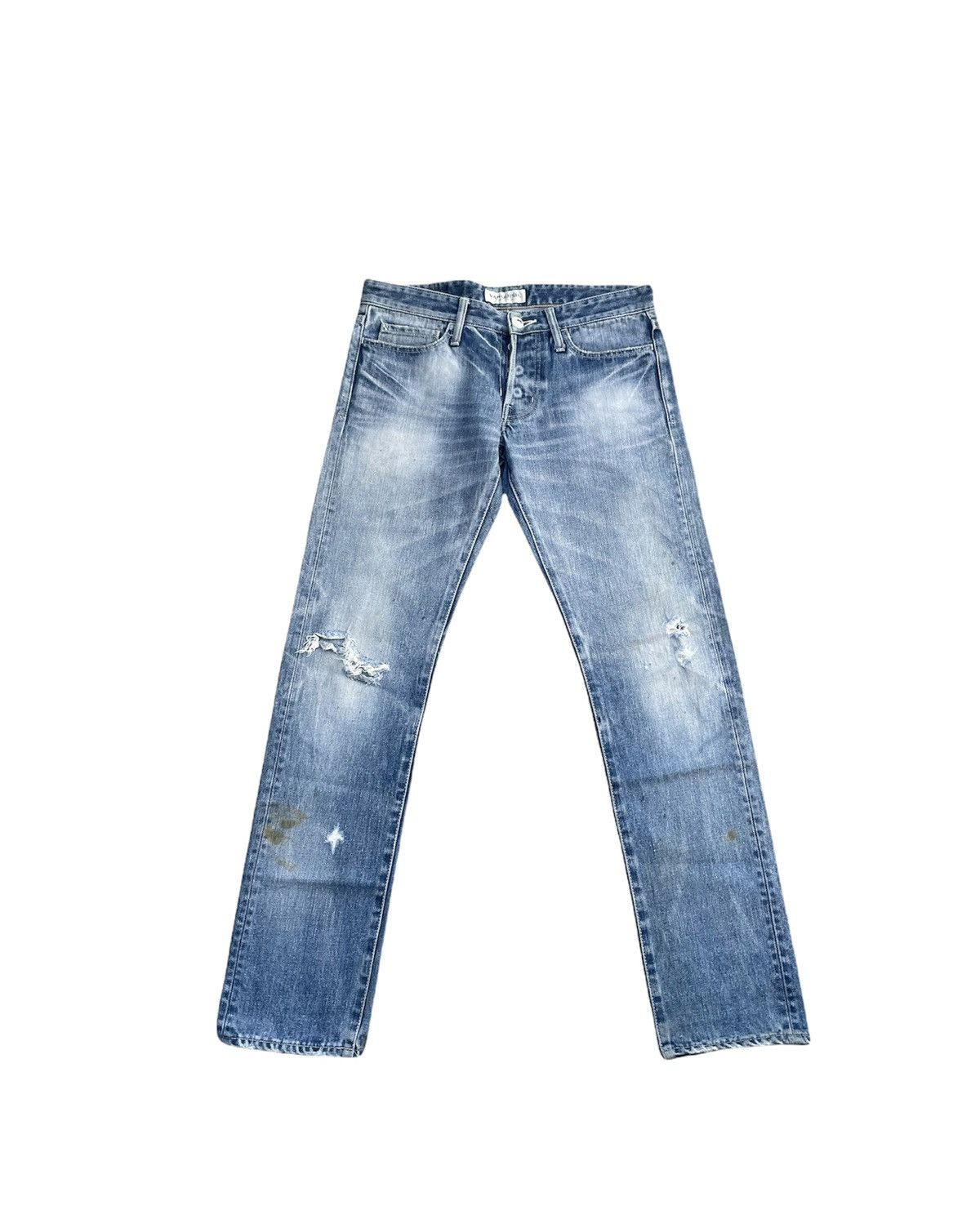 image of Vanquish Japan Aging Distressed Denim in Blue, Men's (Size 33)