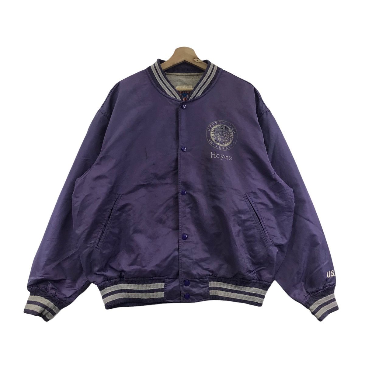 Vintage GEORGETOWN UNIVERSITY HOYAS U.S College Bomber Coach Jacket Size US XXL / EU 58 / 5 - 3 Thumbnail