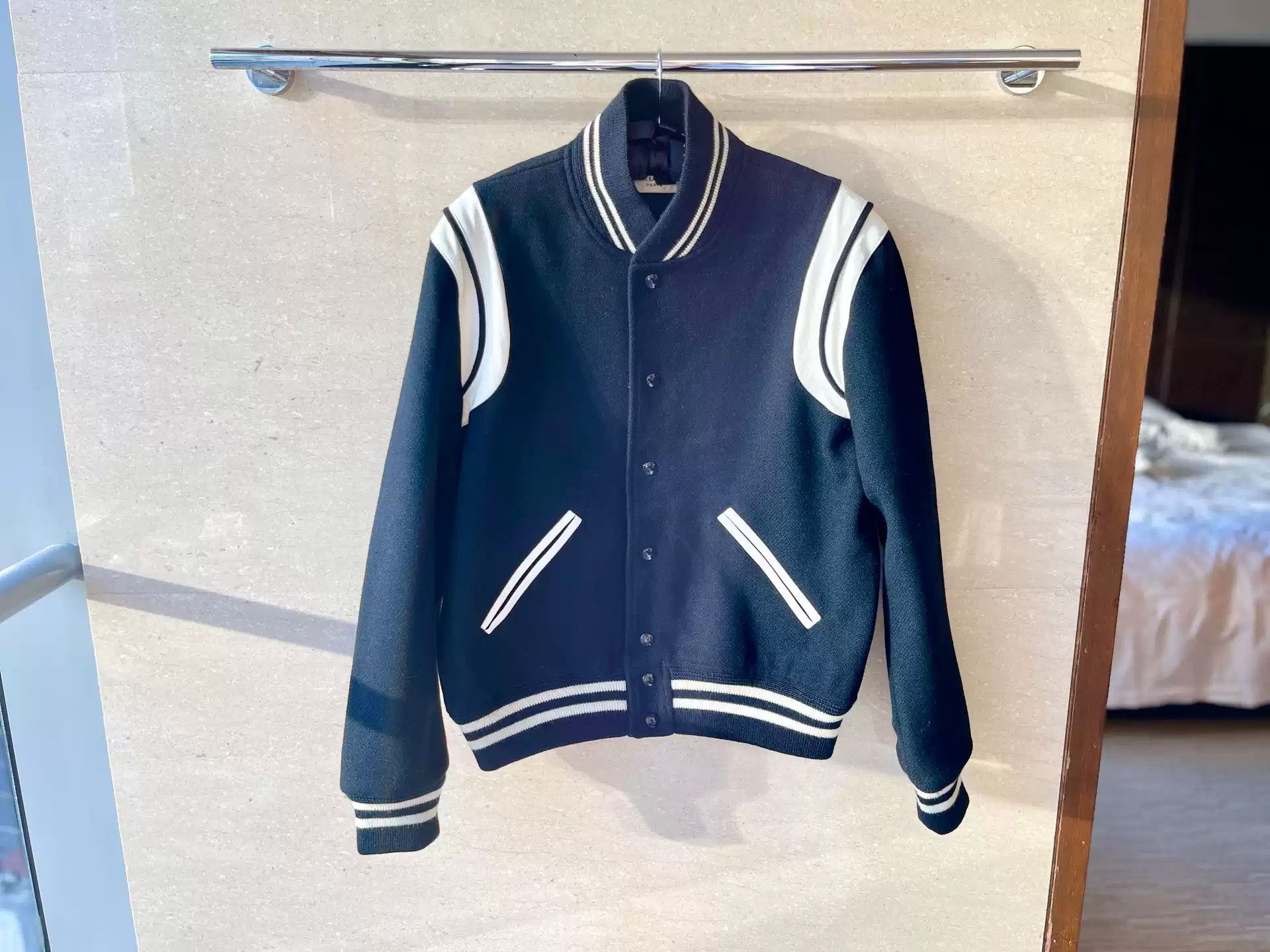 Saint Laurent Black and White Baseball jacket