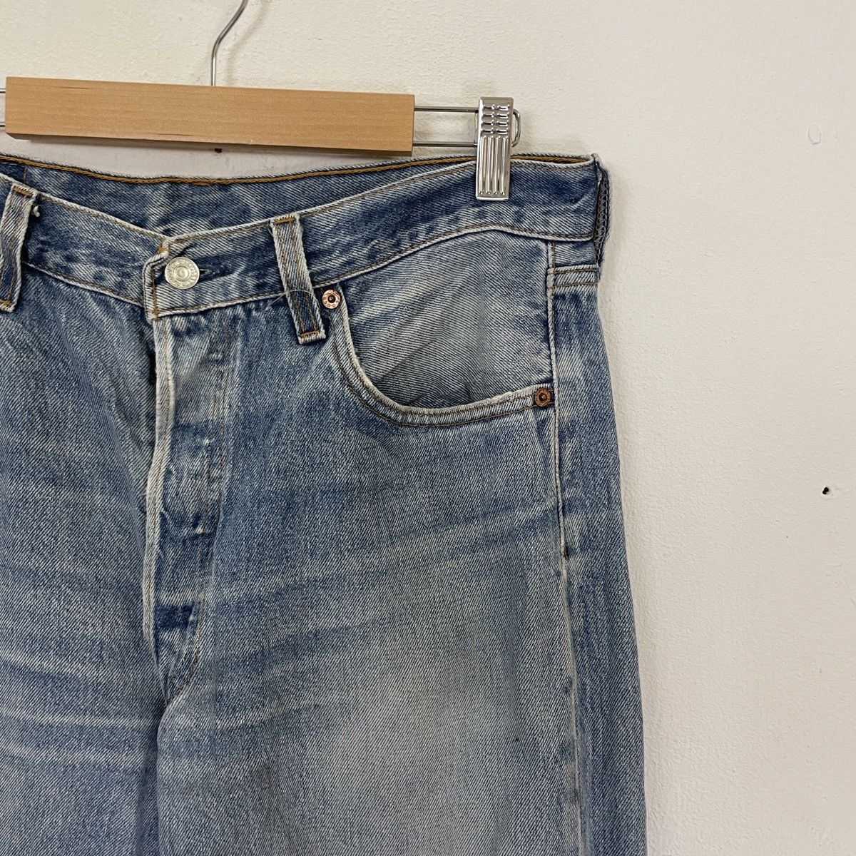 Levi's Vintage 90s Levis 501 Distressed Denim Jeans Size US 33 - 2 Thumbnail