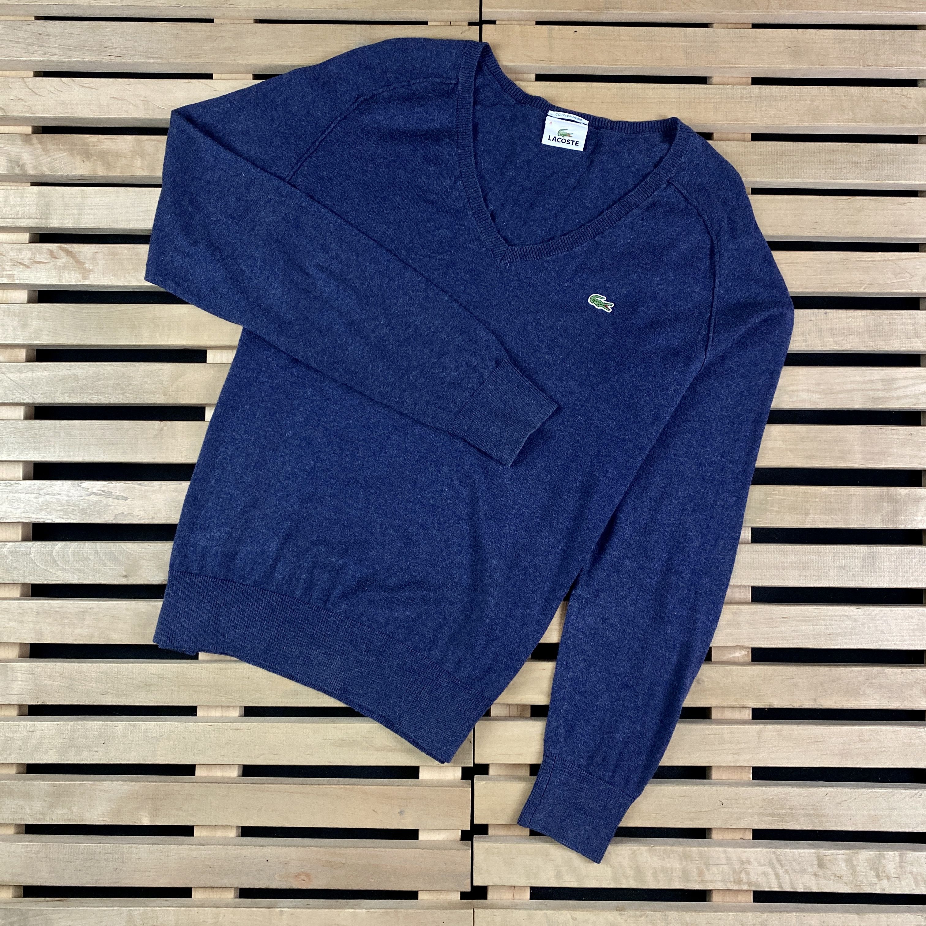 Lacoste Mens Sweater Jumper V Neck Lacoste Vintage Size 4/L Size US L / EU 52-54 / 3 - 1 Thumbnail