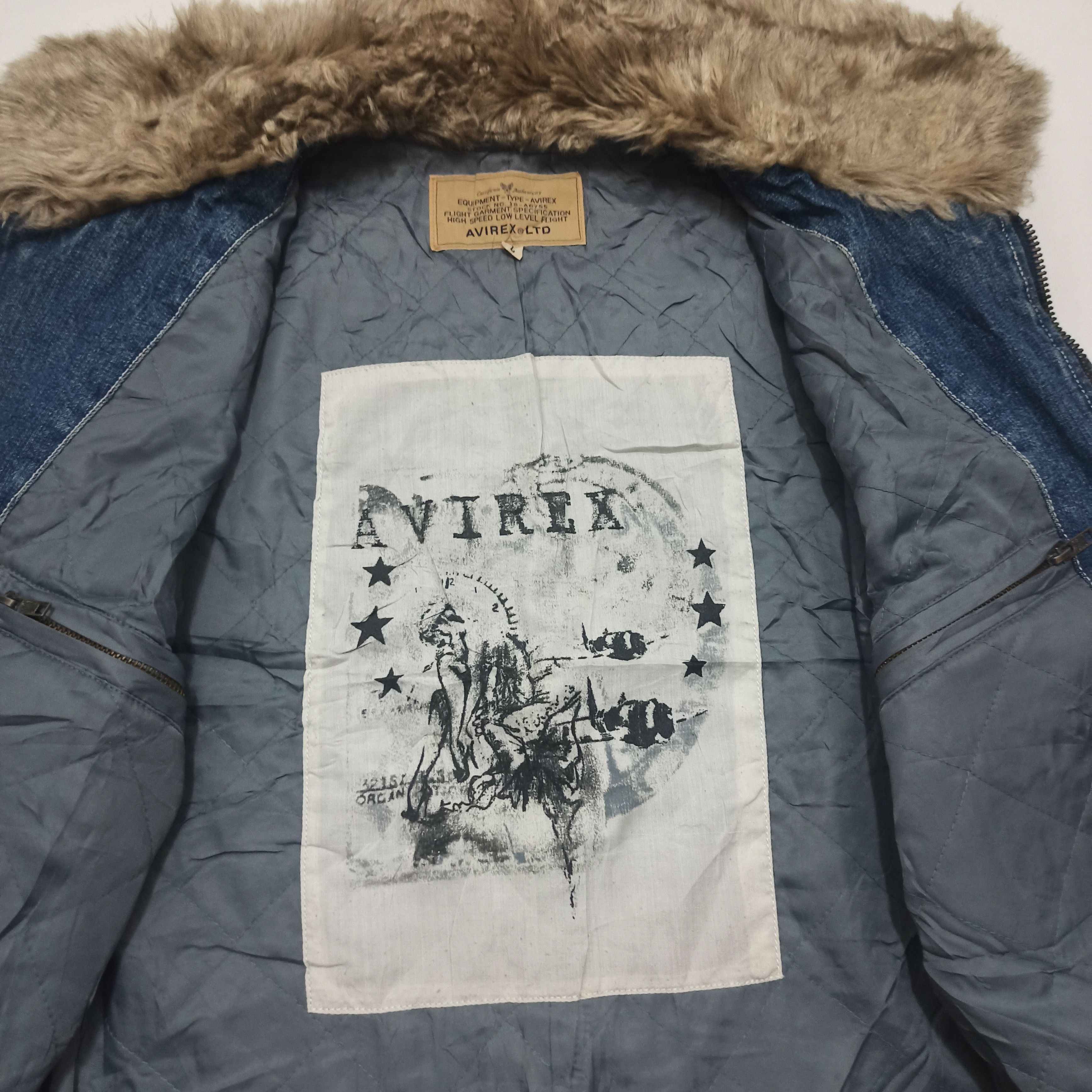 Avirex Vintage Avirex Military Air Force Fur Denim Jean Jacket Size US L / EU 52-54 / 3 - 8 Thumbnail