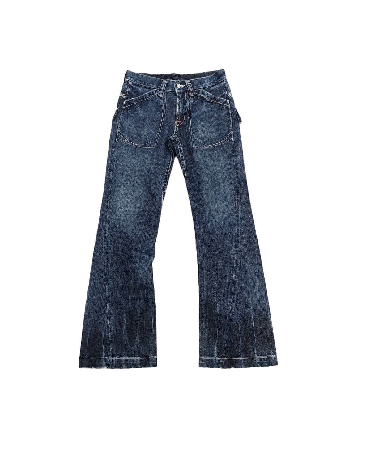 image of Avant Garde x Big John Thrashed Ripped Denim Pants in Blue, Men's (Size 30)