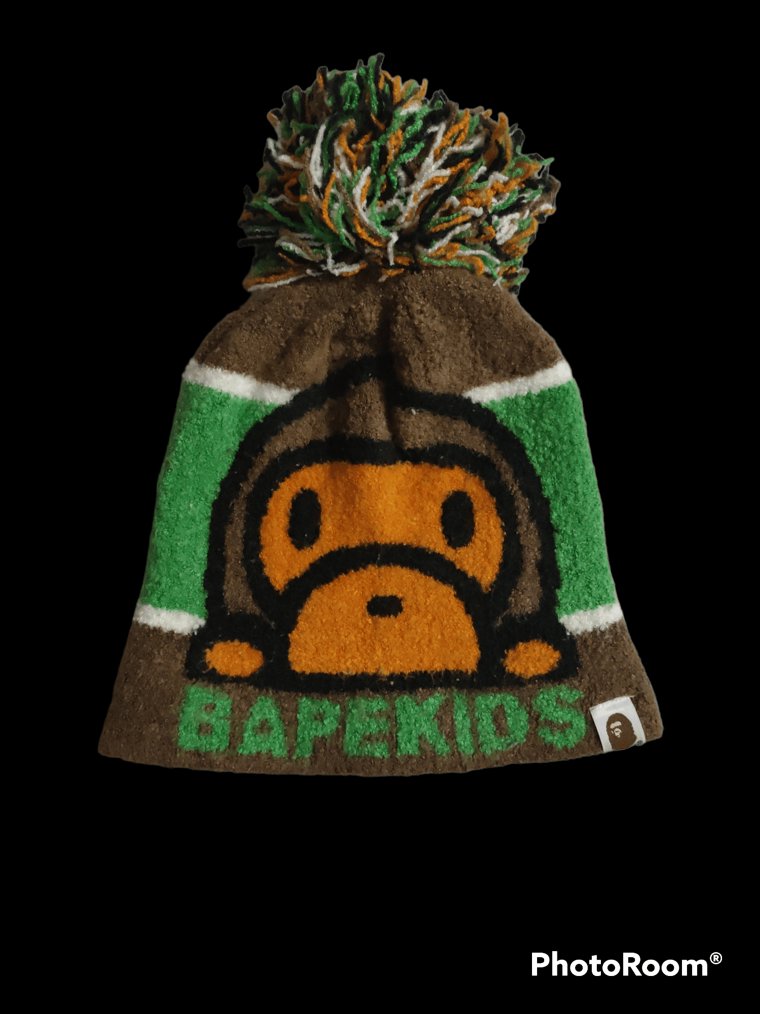 [美品]A BATHING APE BABY MILO BEANIE ビーニー BAPE HEAD Baby Milo beanie knit hat purple NIGO A Bathing