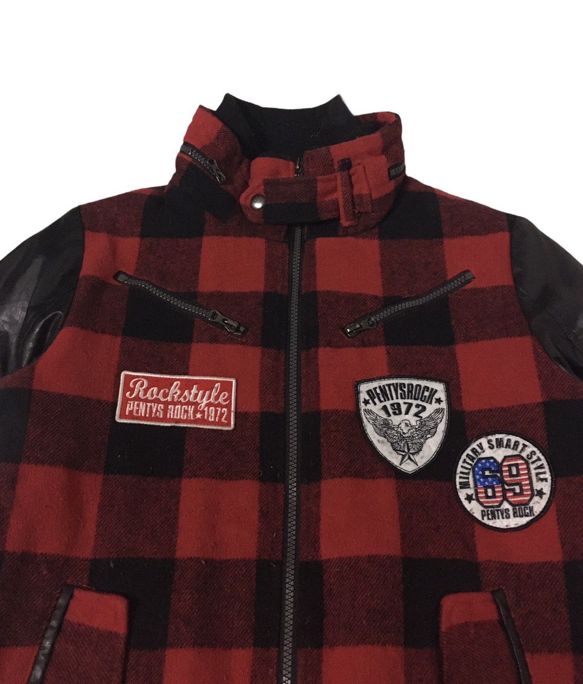 Vintage Pentys&Rock 1972 Military Check Jacket With Leather Sleeve Size US S / EU 44-46 / 1 - 7 Thumbnail