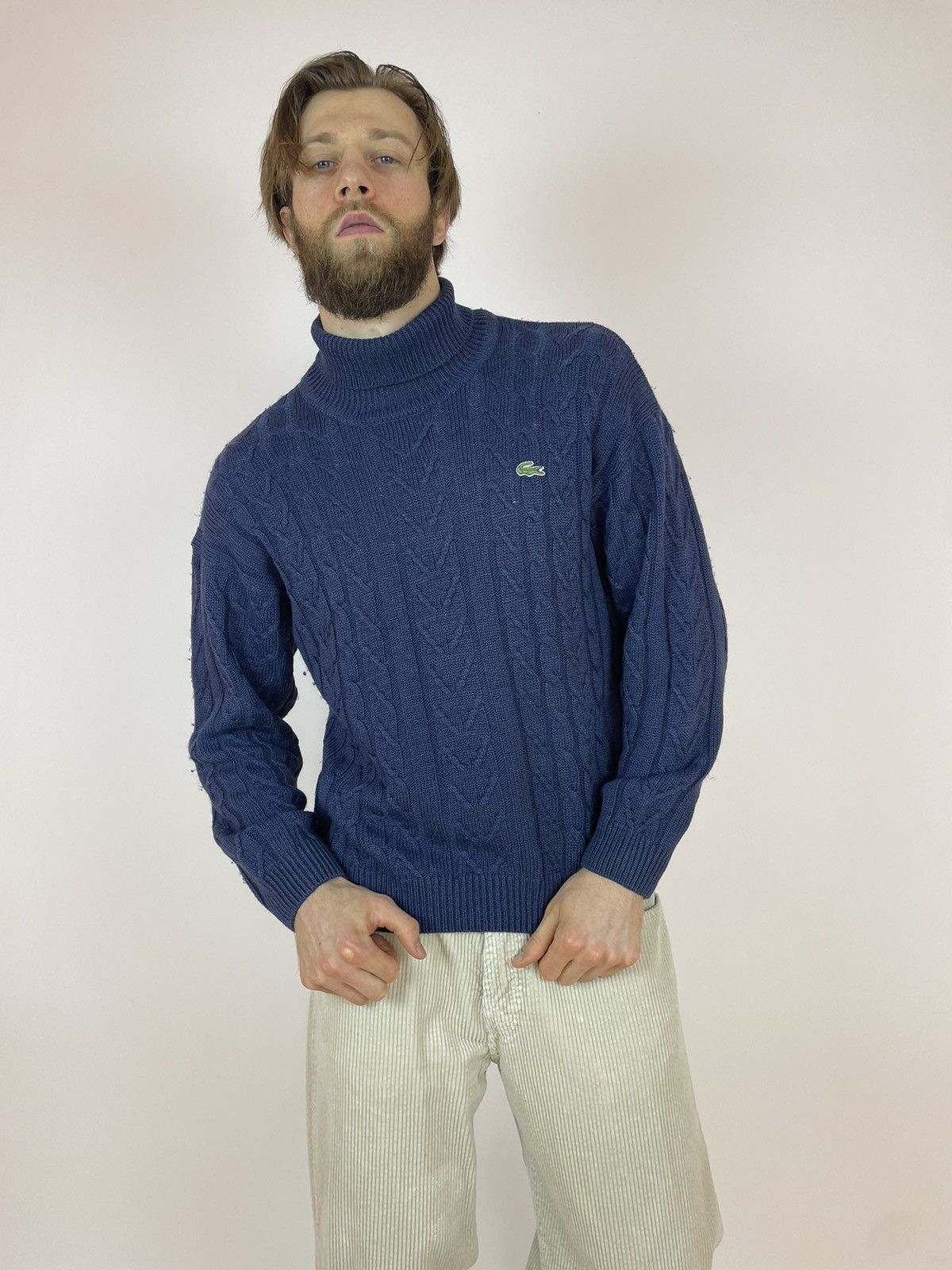 Vintage Lacoste Vintage Turtleneck Cable Knit Sweater Mens size XL Grailed