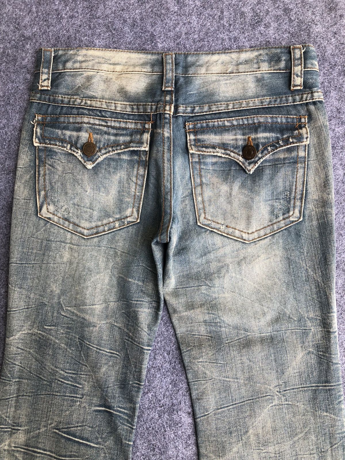 Japanese Brand Rare🔥Japanese Agate Label Distressed Flared Jeans Size 31" - 6 Thumbnail