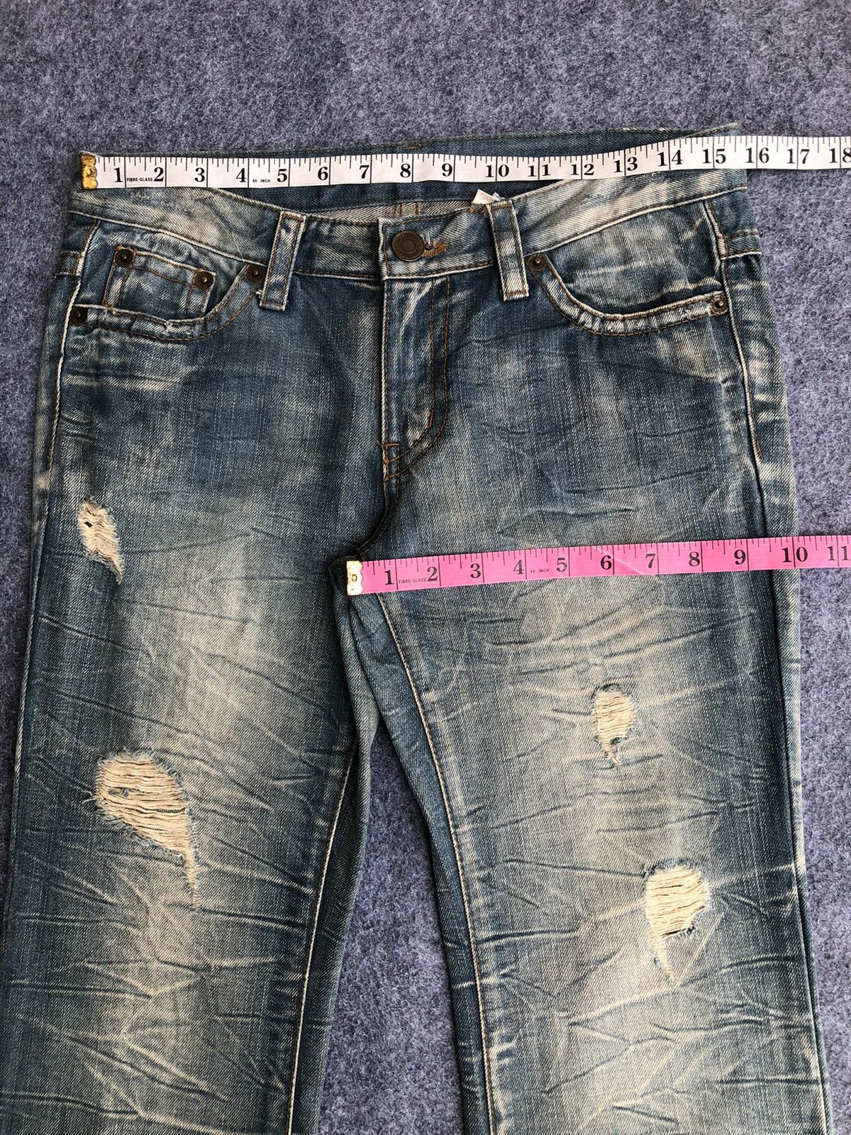 Japanese Brand Rare🔥Japanese Agate Label Distressed Flared Jeans Size 31" - 14 Thumbnail