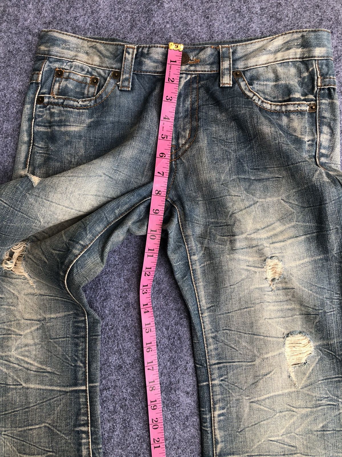 Japanese Brand Rare🔥Japanese Agate Label Distressed Flared Jeans Size 31" - 17 Thumbnail