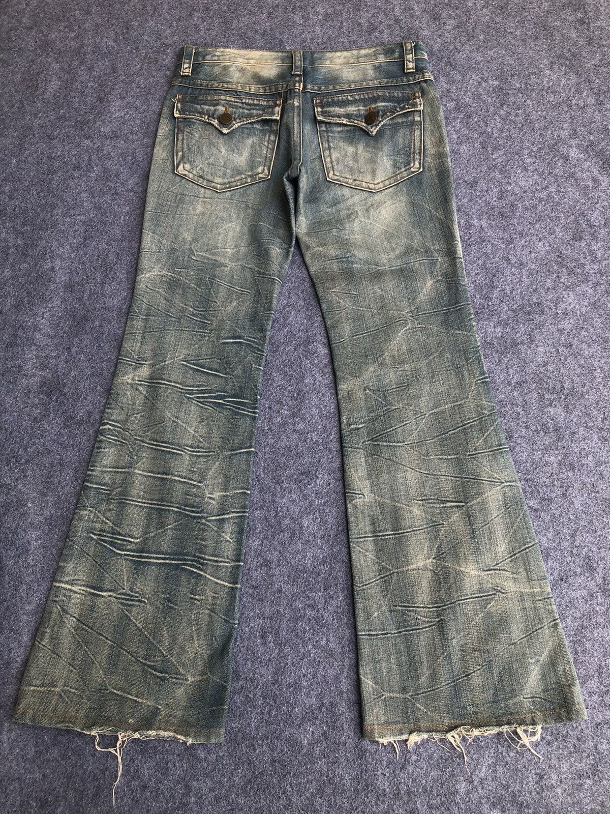 Japanese Brand Rare🔥Japanese Agate Label Distressed Flared Jeans Size 31" - 4 Thumbnail